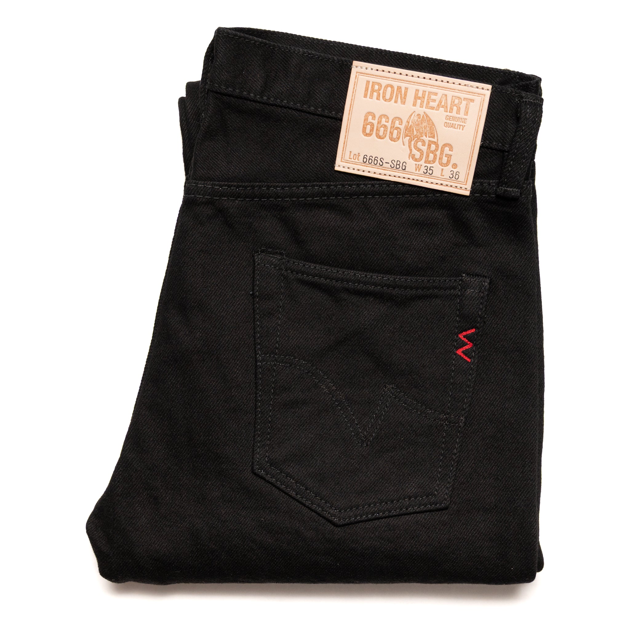 IH-666S-SBG 21oz Selvedge Denim Slim Straight Cut Jeans - Superblack (Fades To Grey)