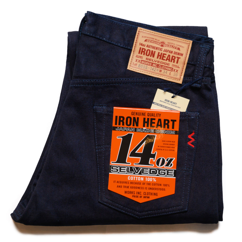 IH-888S-142ib 14oz Selvedge Denim Medium/High Rise Tapered Cut Jeans - Indigo/Black