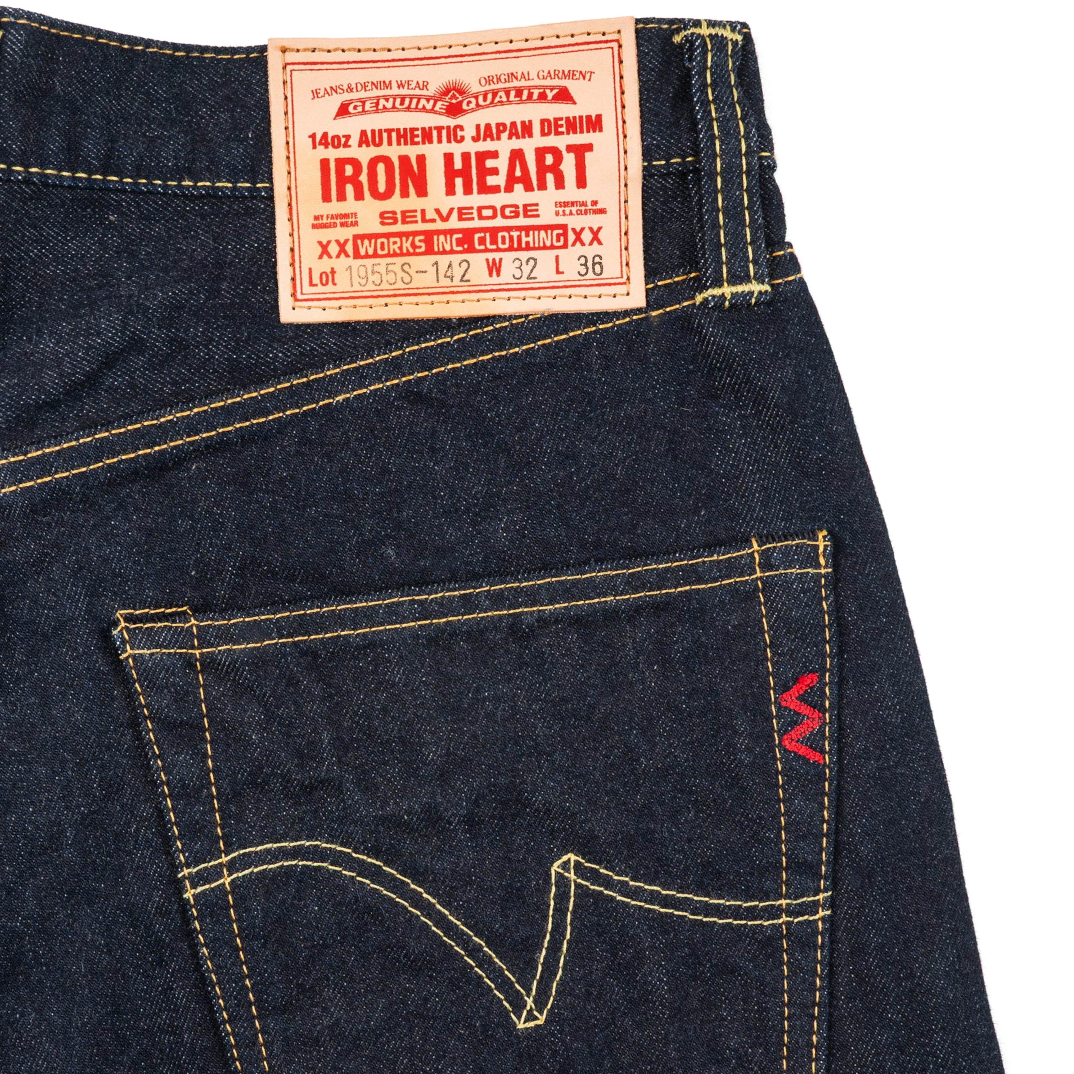 IH-1955S-142 14oz Selvedge Denim "1955" Vintage Tapered Cut Jeans - Indigo