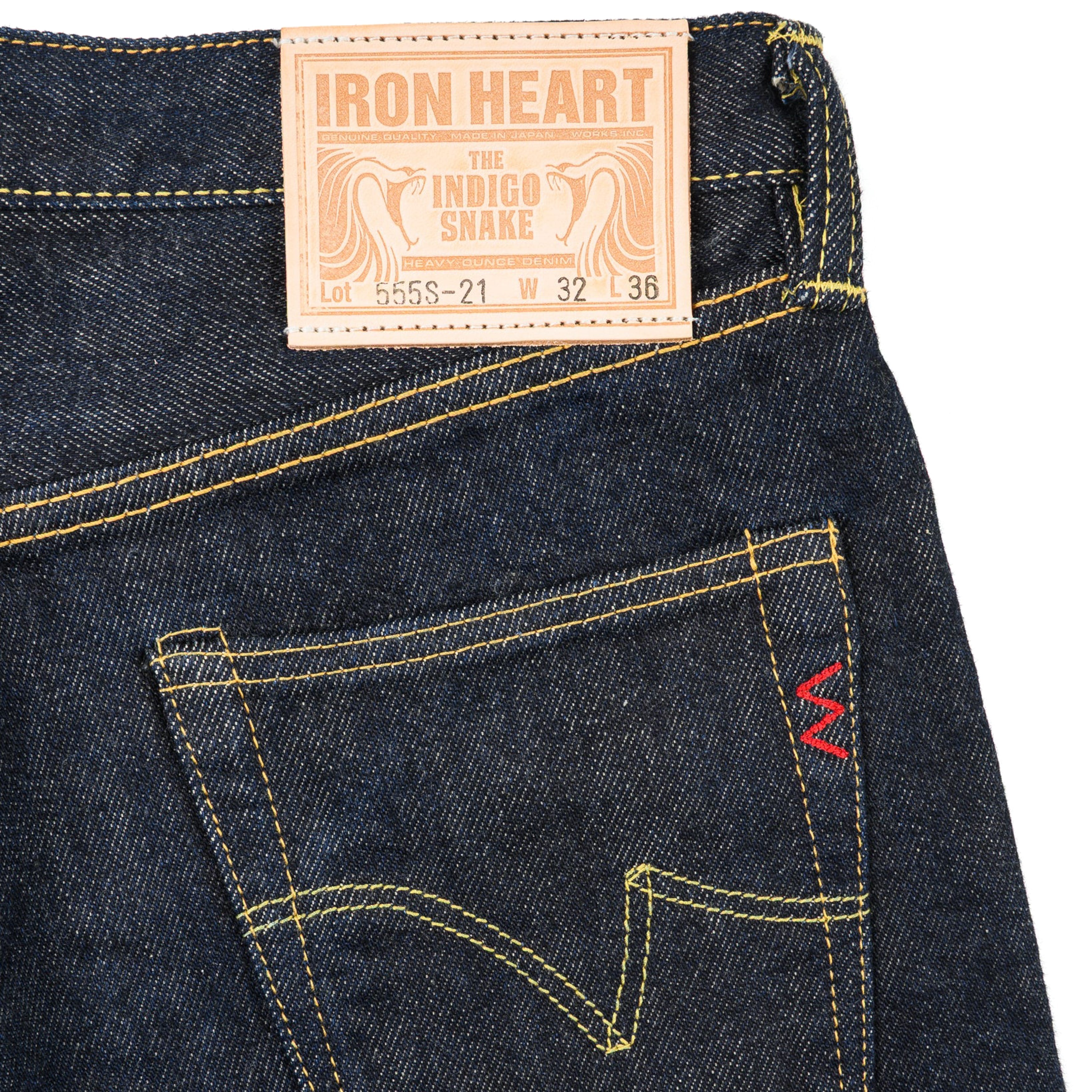 Iron Heart IH-555S-21 21oz Selvedge Denim Slim Cut Jeans Indigo