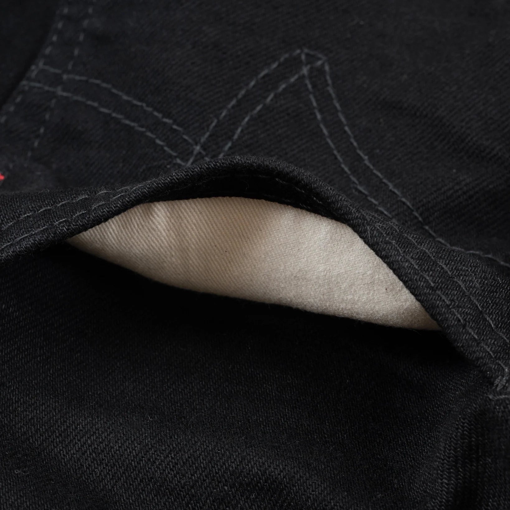 IH-634S-142bb 14oz Selvedge Denim Straight Cut Jeans - Black/Black