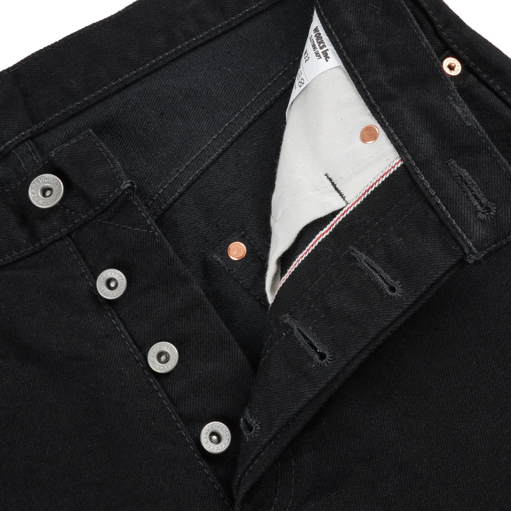 IH-634S-142bb 14oz Selvedge Denim Straight Cut Jeans - Black/Black