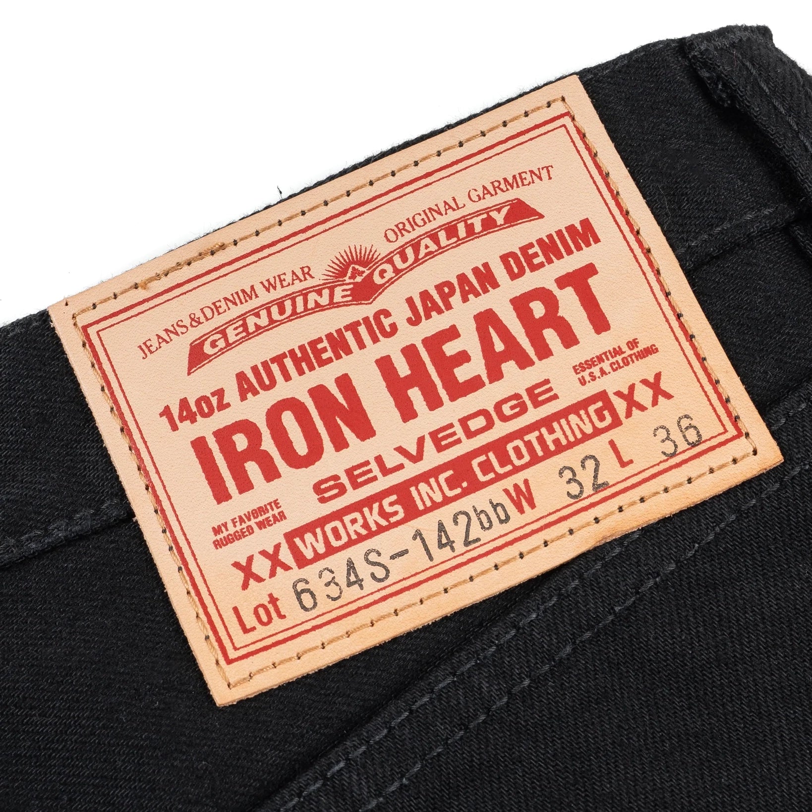 IH-634S-142bb 14oz Selvedge Denim Straight Cut Jeans - Black/Black
