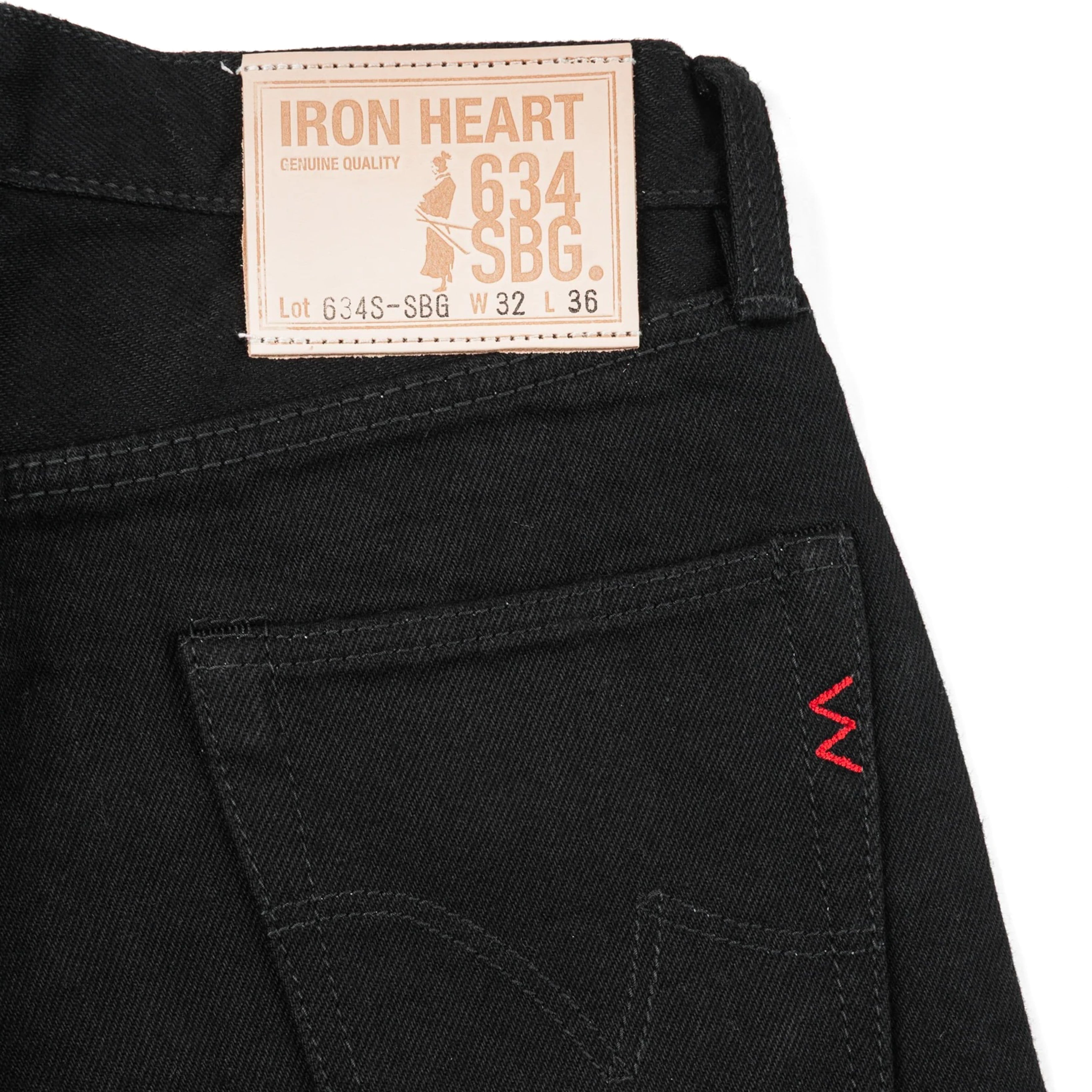 IH-634S-SBG 21oz Selvedge Denim Straight Cut Jeans - Superblack (Fades To Grey)