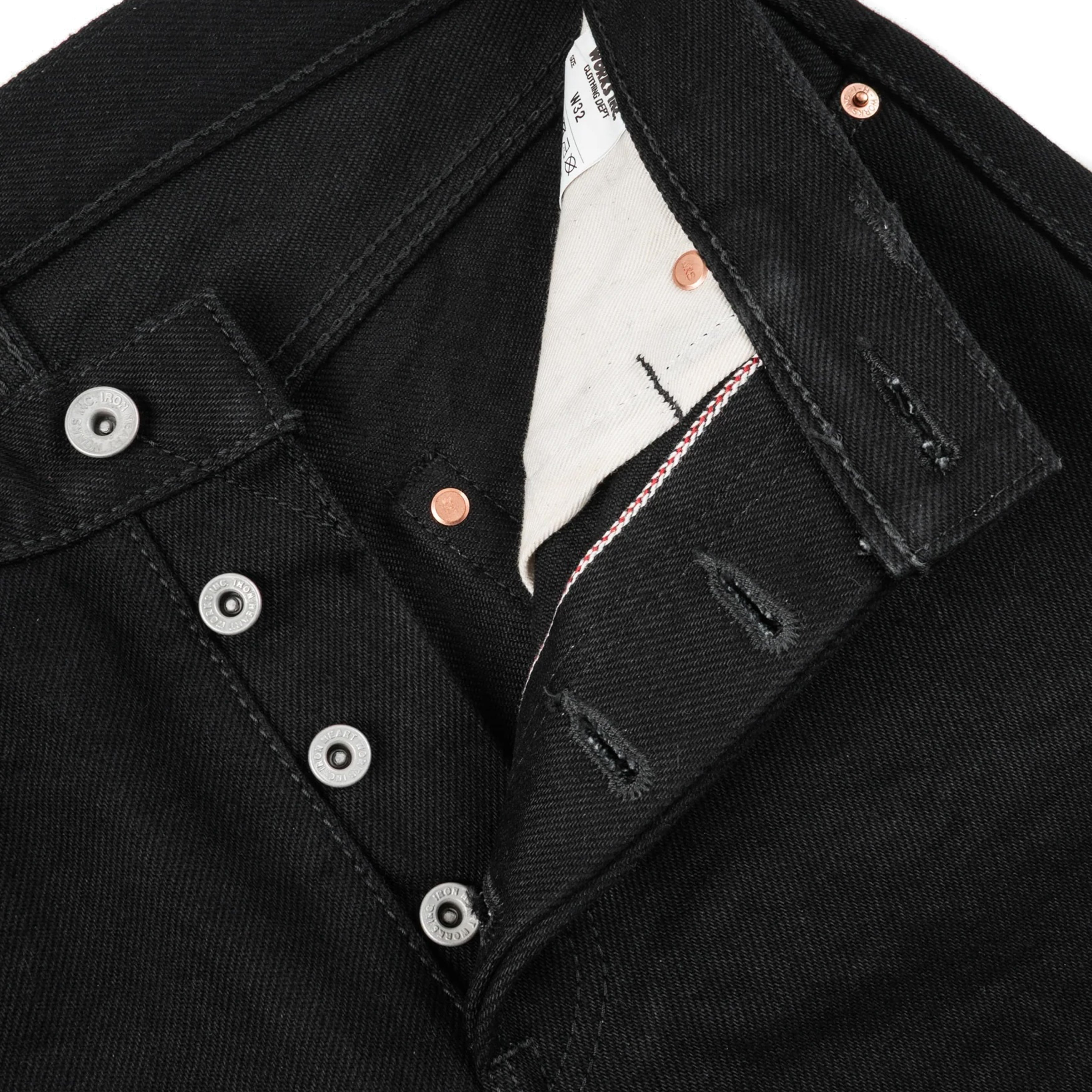 IH-634S-SBG 21oz Selvedge Denim Straight Cut Jeans - Superblack (Fades To Grey)