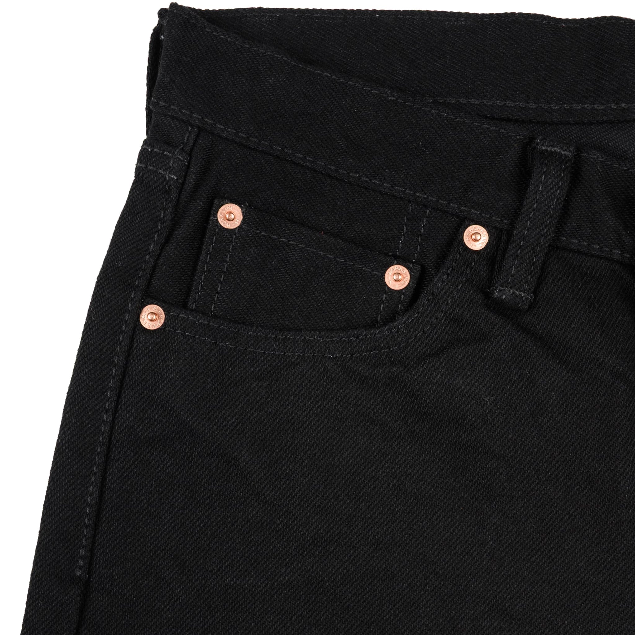 IH-666S-SBG 21oz Selvedge Denim Slim Straight Cut Jeans - Superblack (Fades To Grey)