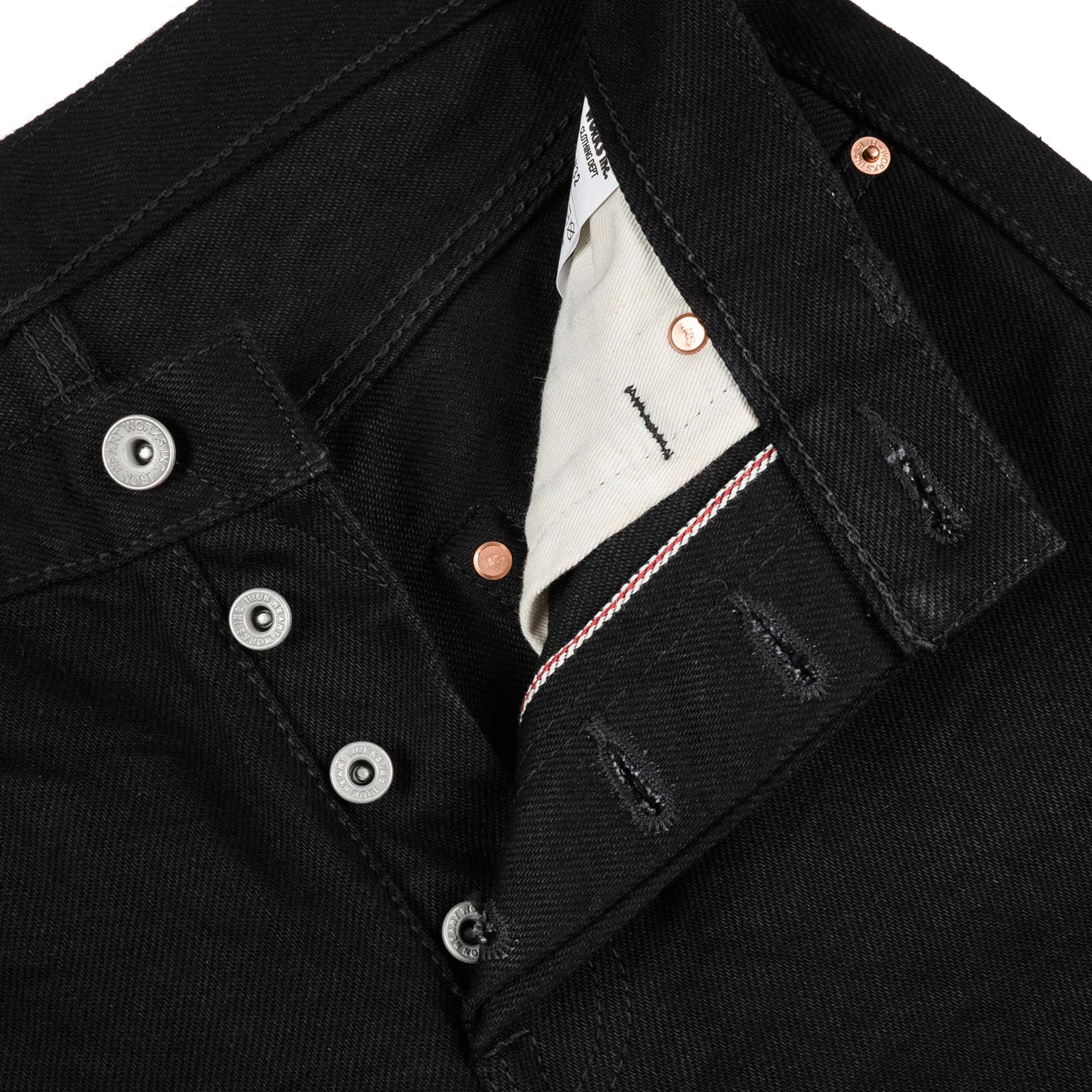 IH-666S-SBG 21oz Selvedge Denim Slim Straight Cut Jeans - Superblack (Fades To Grey)