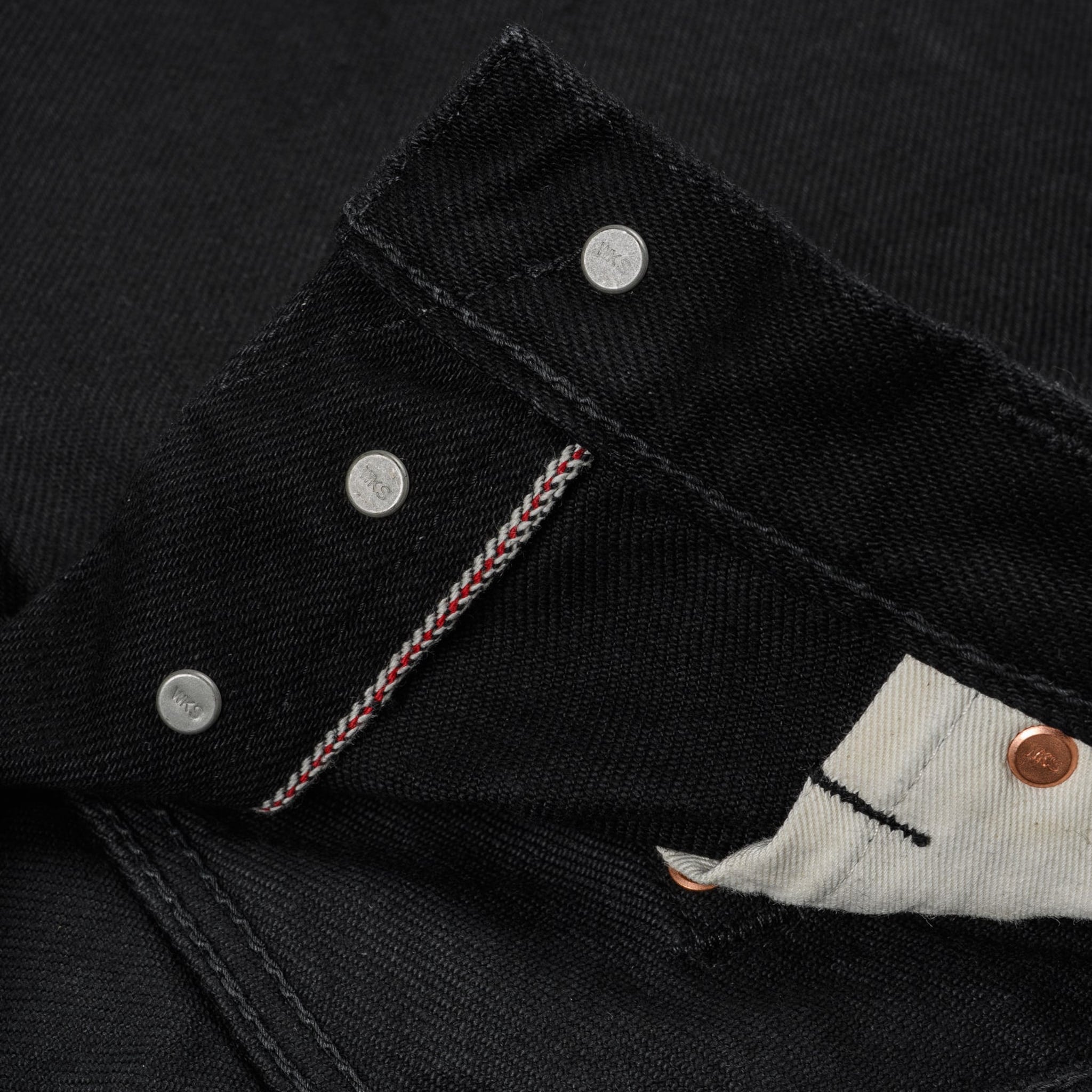 IH-666S-SBG 21oz Selvedge Denim Slim Straight Cut Jeans - Superblack (Fades To Grey)