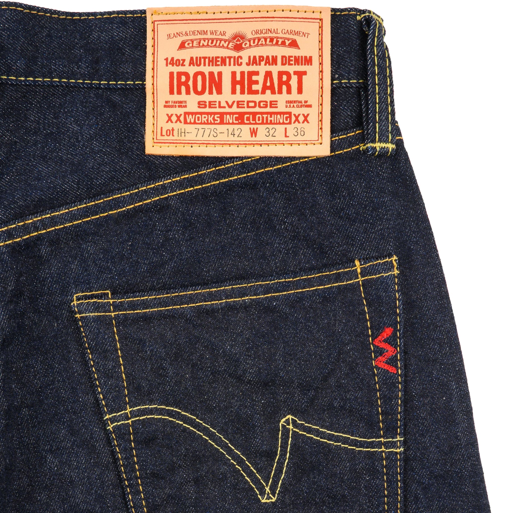 IH-777S-142 14oz Selvedge Denim Slim Tapered Cut Jeans - Indigo