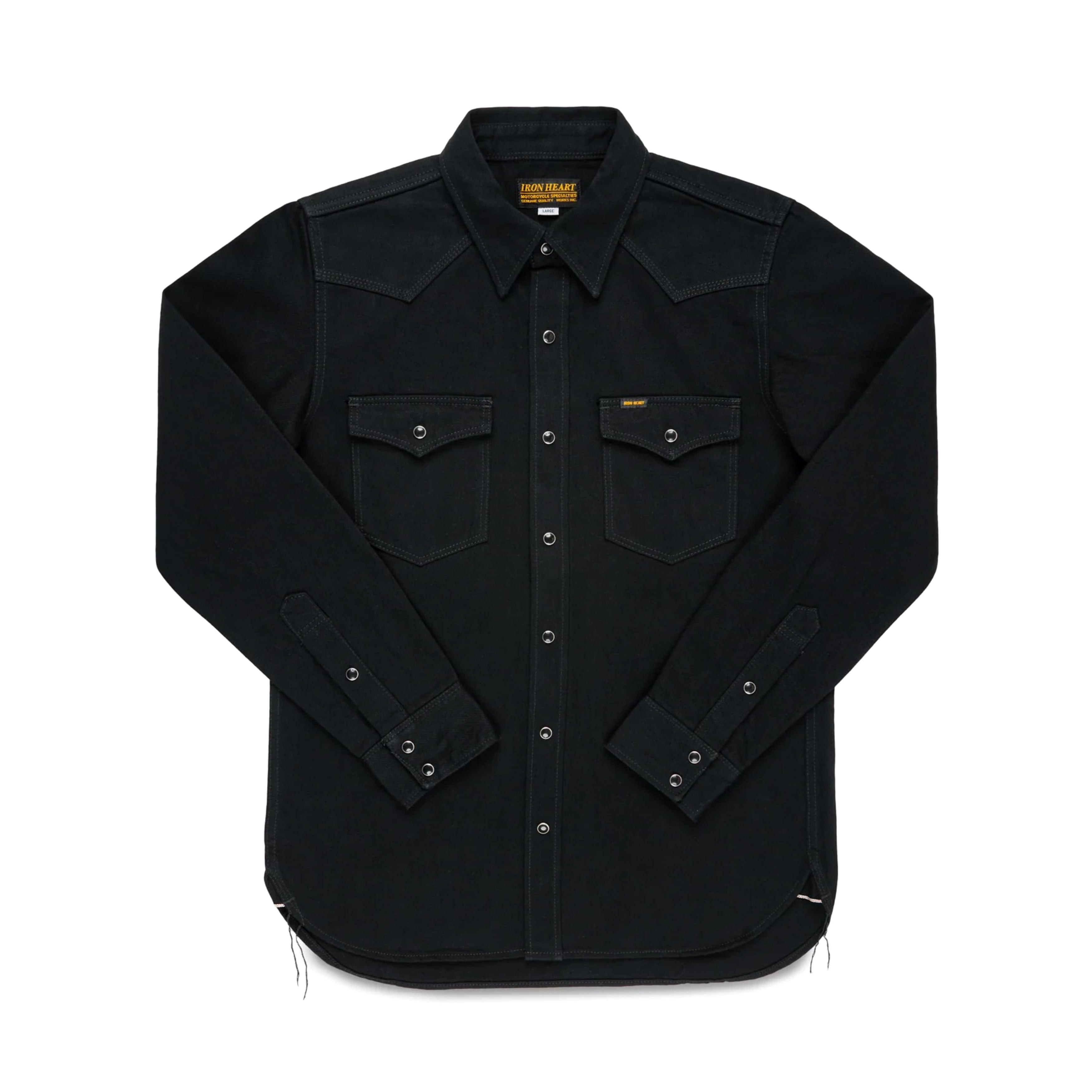 IHSH-218-BLK 12oz Selvedge Denim Western Shirt "The Johnny Cash III" - Black