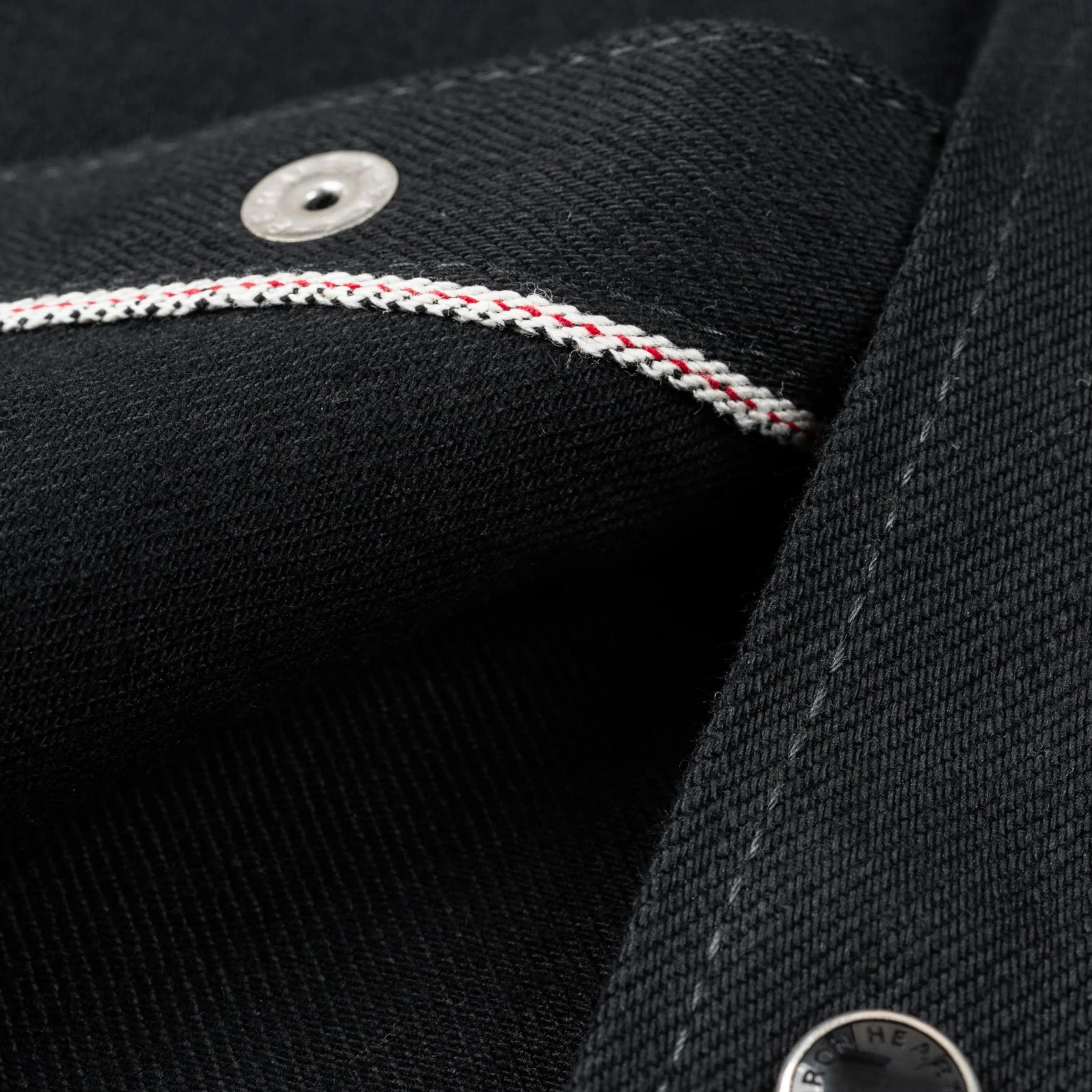 IHSH-218-BLK 12oz Selvedge Denim Western Shirt "The Johnny Cash III" - Black