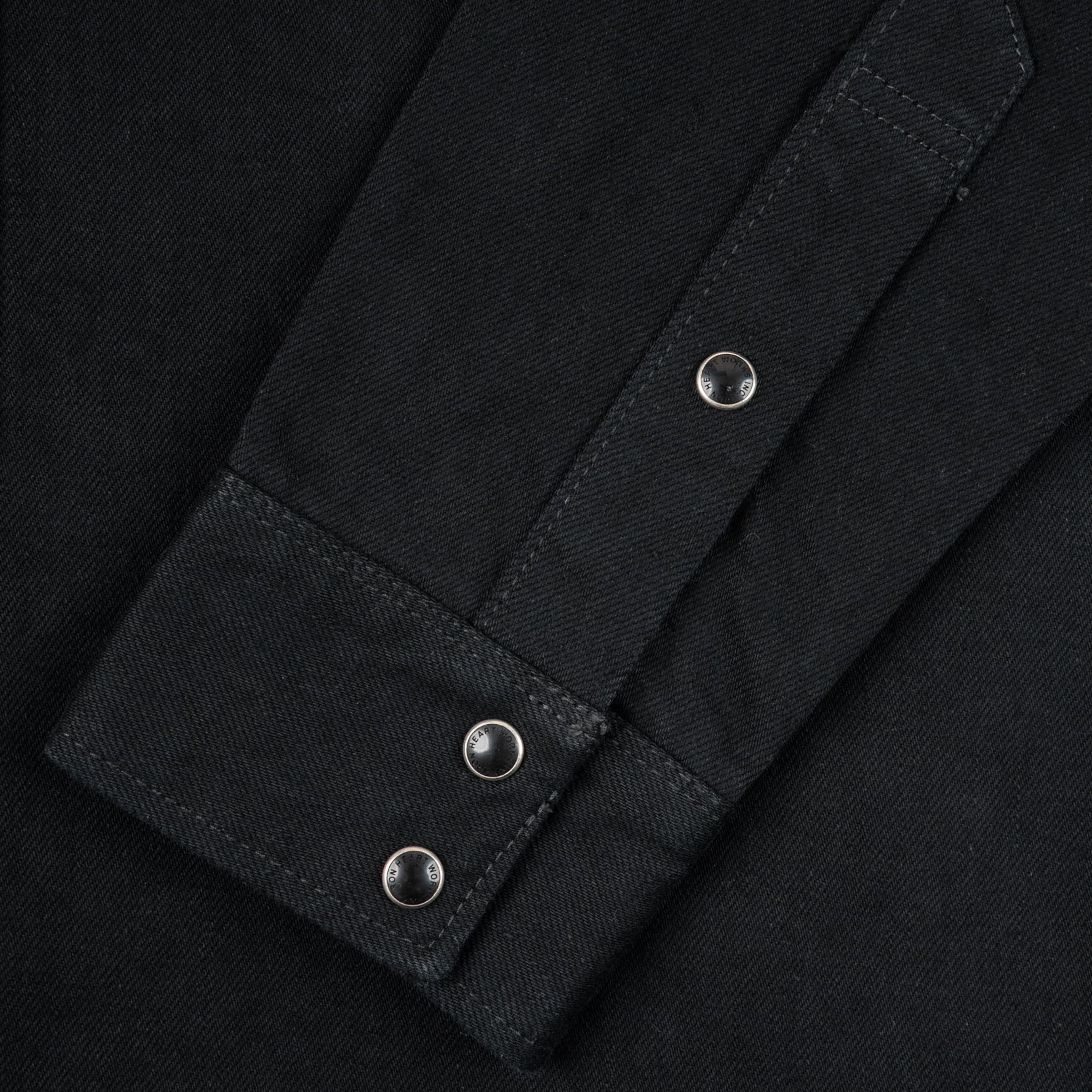 IHSH-218-BLK 12oz Selvedge Denim Western Shirt "The Johnny Cash III" - Black