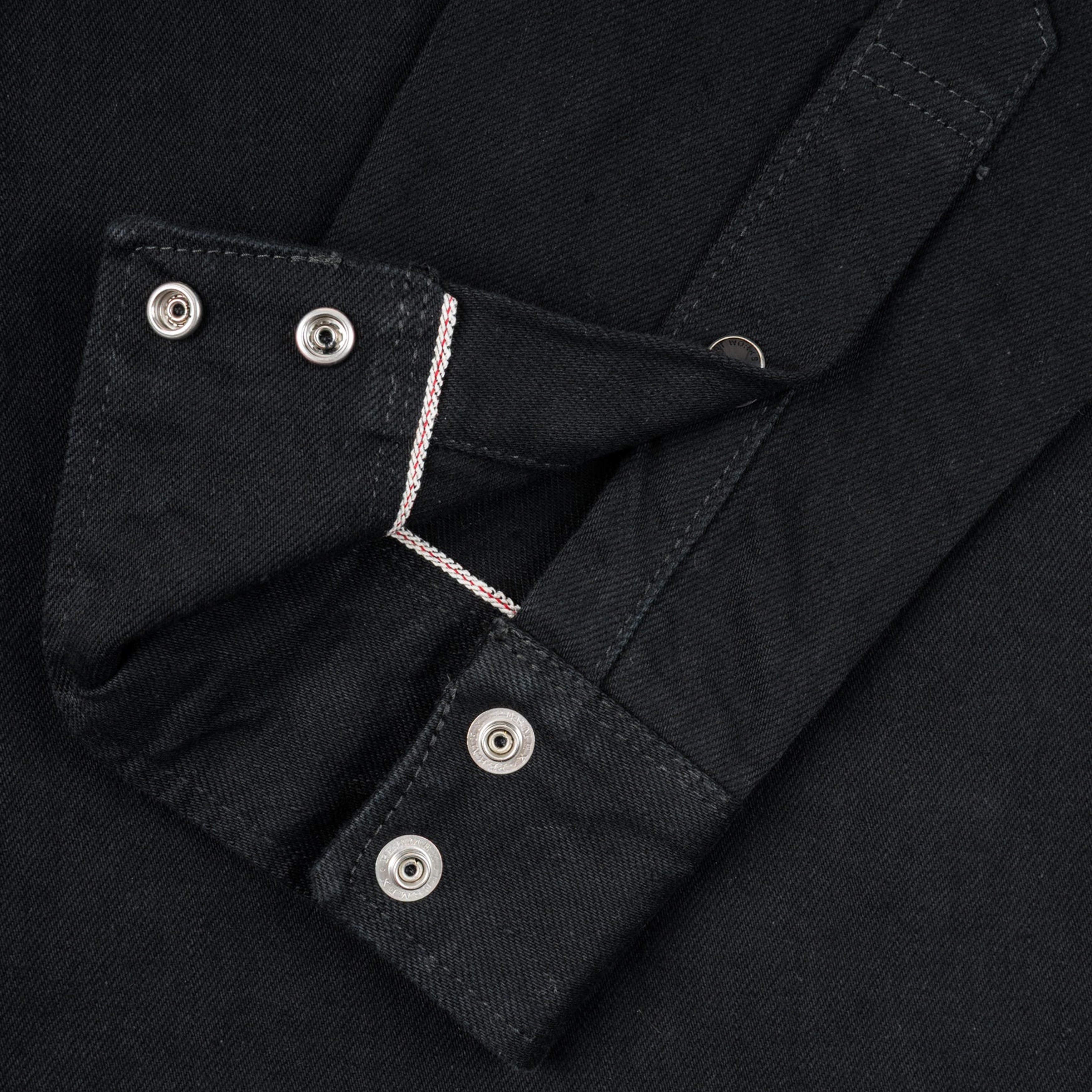 IHSH-218-BLK 12oz Selvedge Denim Western Shirt "The Johnny Cash III" - Black