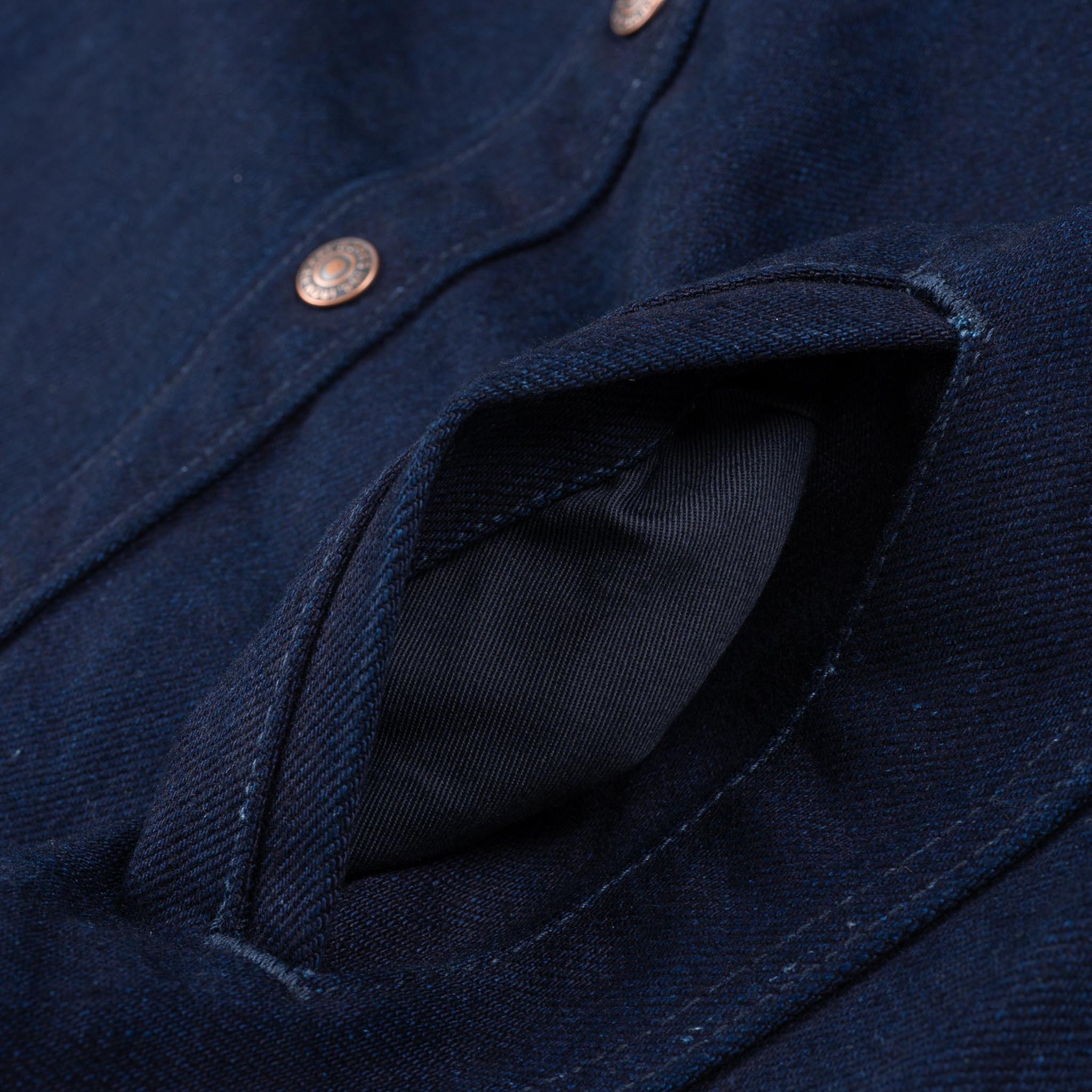 IHSH-409-IB 19oz Selvedge Denim CPO Shirt - Indigo/Black