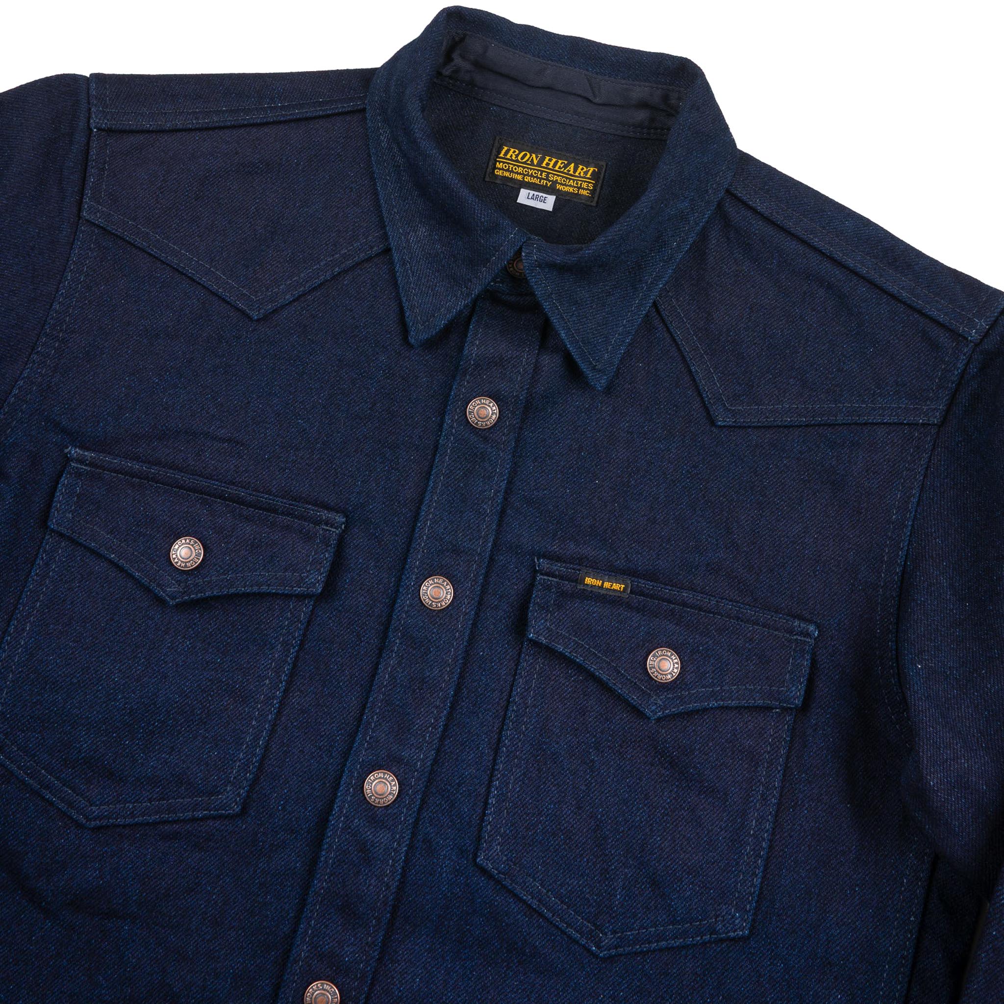 IHSH-409-IB 19oz Selvedge Denim CPO Shirt - Indigo/Black