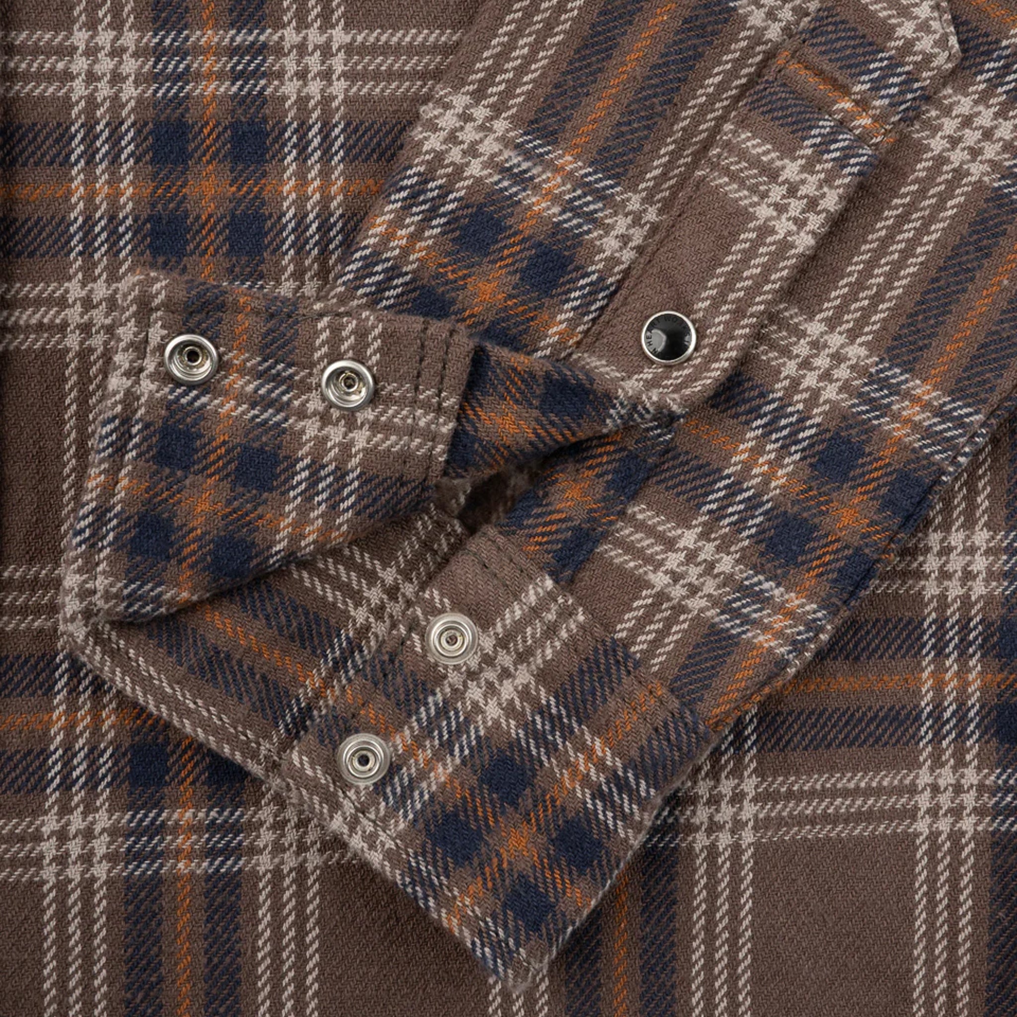 IHSH-431-BRN (FW25) Slubby Heavy Flannel Check Western Shirt - Brown