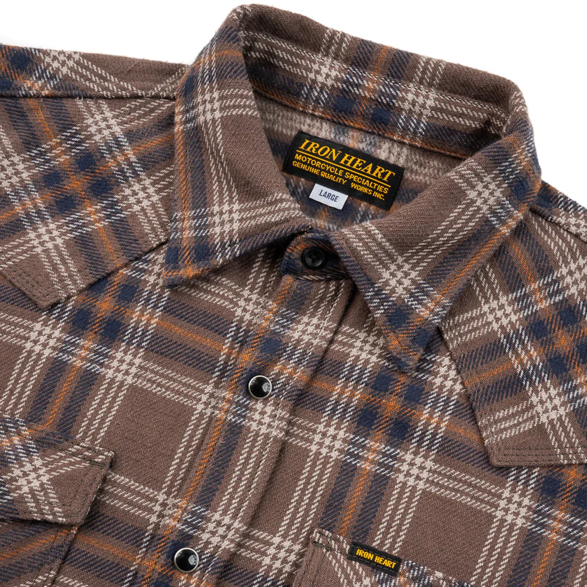 IHSH-431-BRN (FW25) Slubby Heavy Flannel Check Western Shirt - Brown