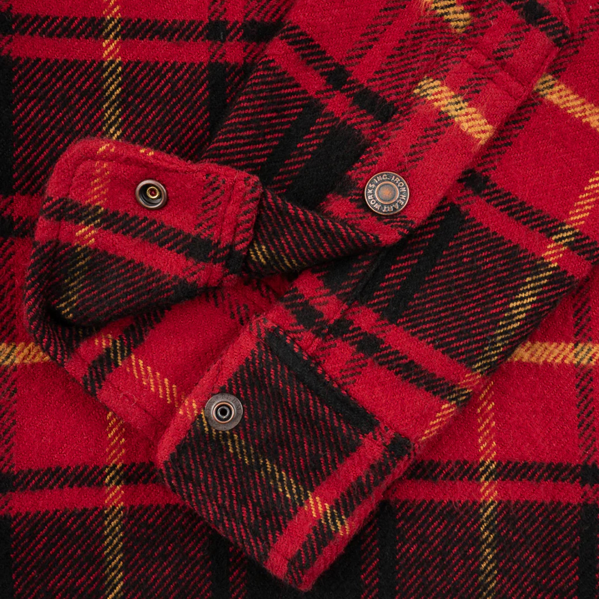 Iron Heart IHSH-433-RED Heavy Flannel Rider's Overshirt Red