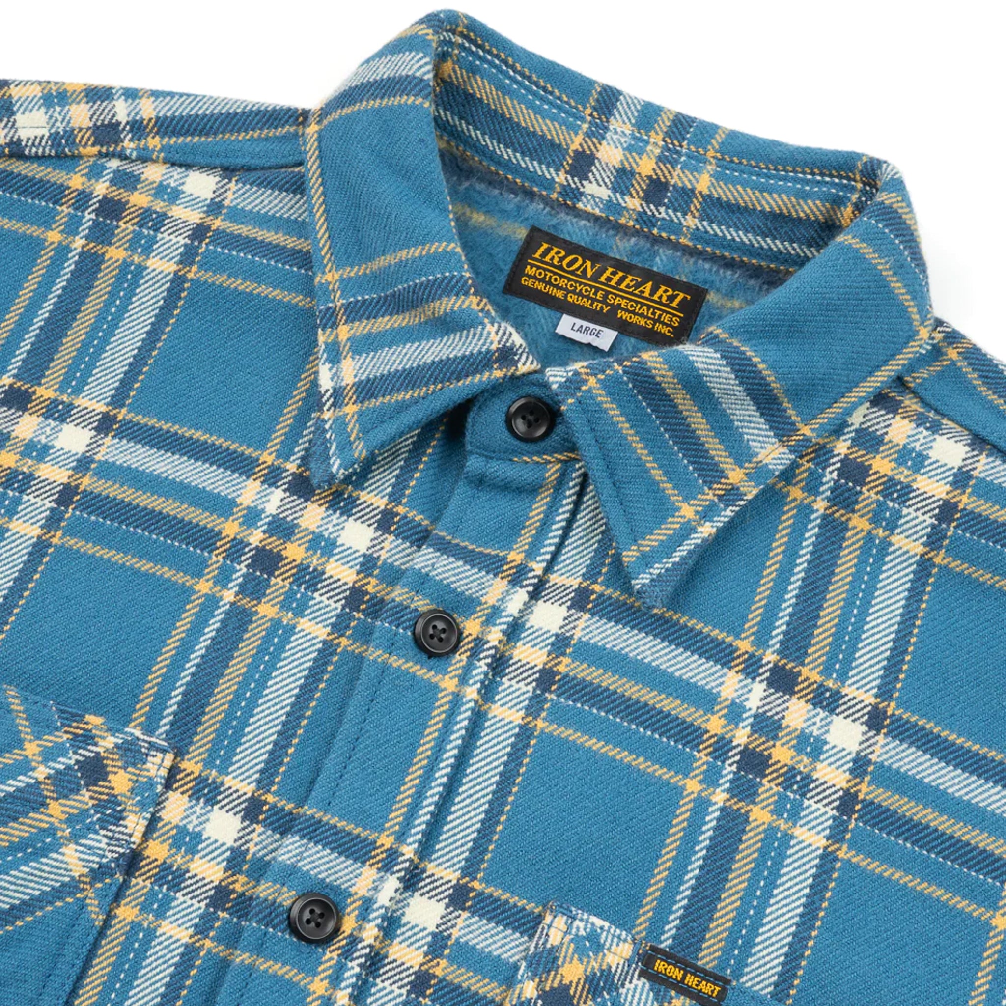 IHSH-435-BLU Ultra Heavy Flannel American Check Work Shirt - Blue
