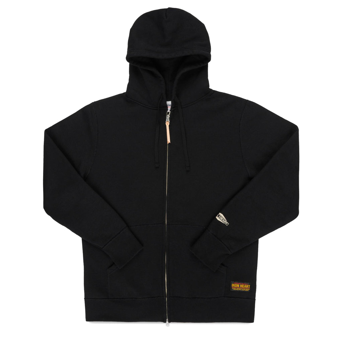 IHSW-82L-BLK 14oz Ultra Heavyweight Loopwheel Cotton Zip Up Hoodie - Black