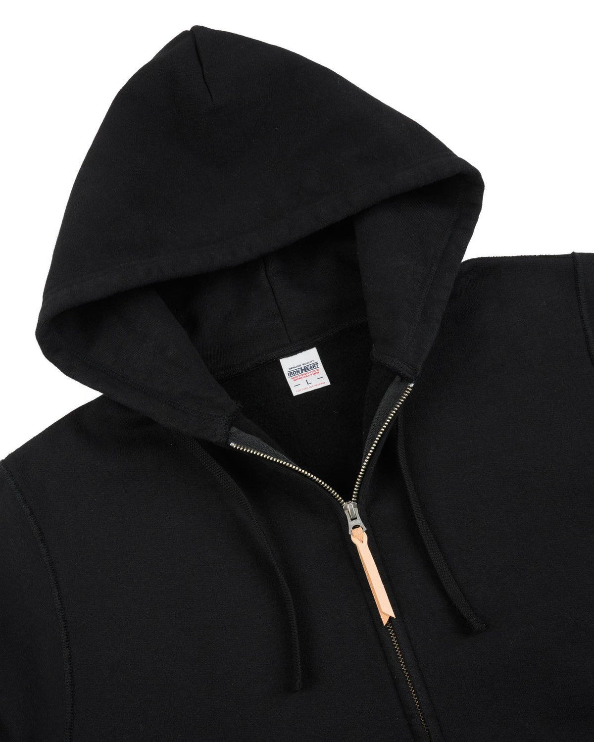 IHSW-82L-BLK 14oz Ultra Heavyweight Loopwheel Cotton Zip Up Hoodie - Black