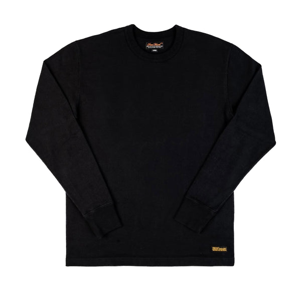 11oz Cotton Knit Long Sleeve Crew Neck Sweater - Black - IHTL-1501-BLK