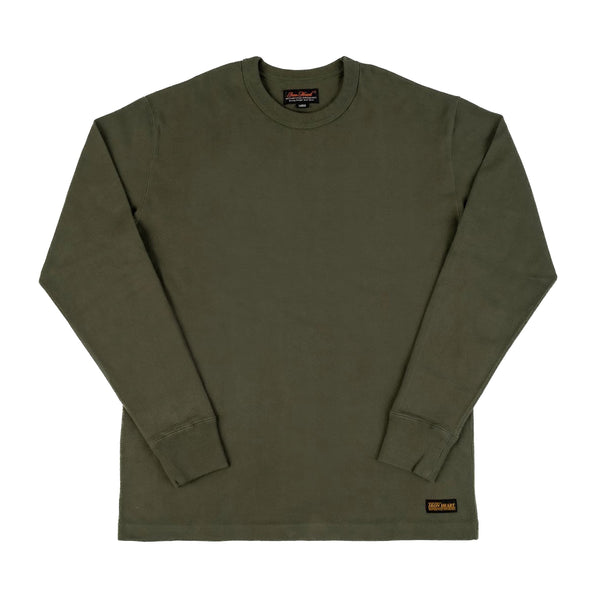 IHTL-1501-OLV 11oz Cotton Knit Long Sleeve Crew Neck Sweater - Olive