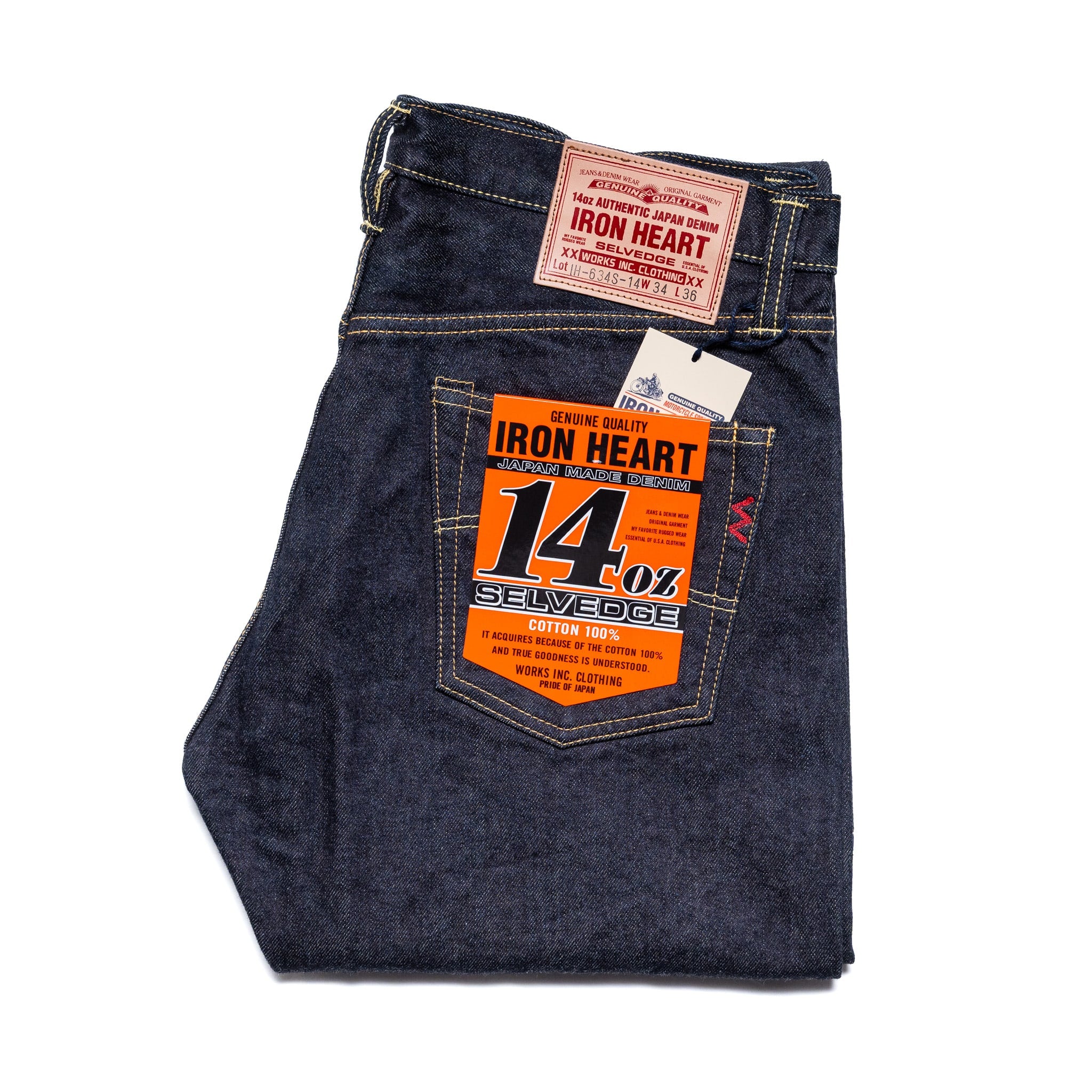 IH-634S-142 14oz Selvedge Denim Straight Cut Jeans - Indigo