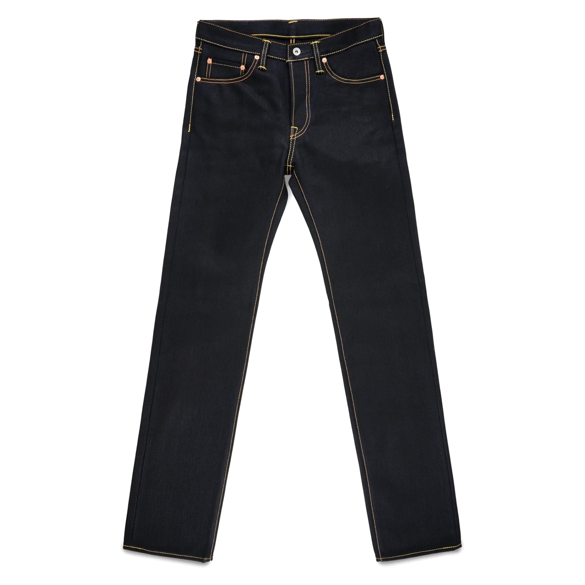 IH-666-XHSib 25oz Selvedge Denim Slim Straight Cut Jeans - Indigo/Black