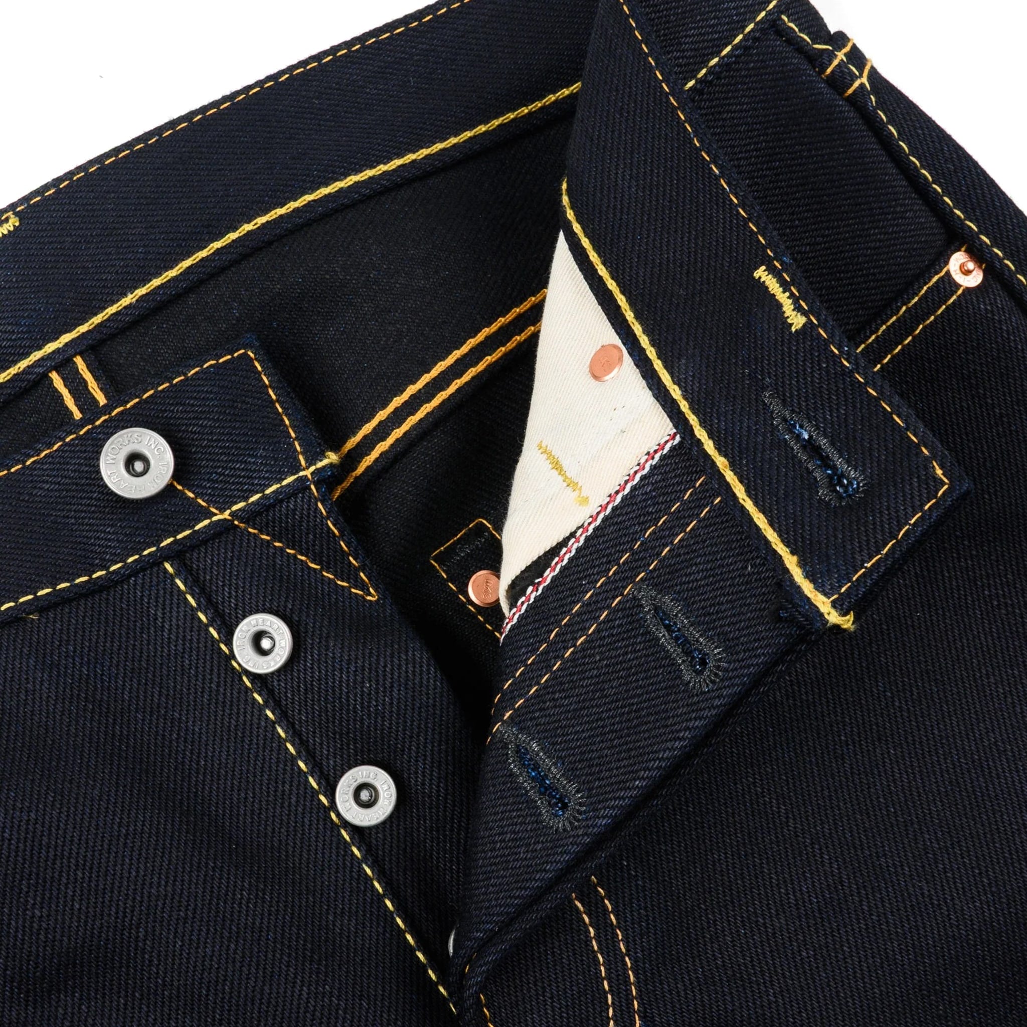 IH-666-XHSib 25oz Selvedge Denim Slim Straight Cut Jeans - Indigo/Black