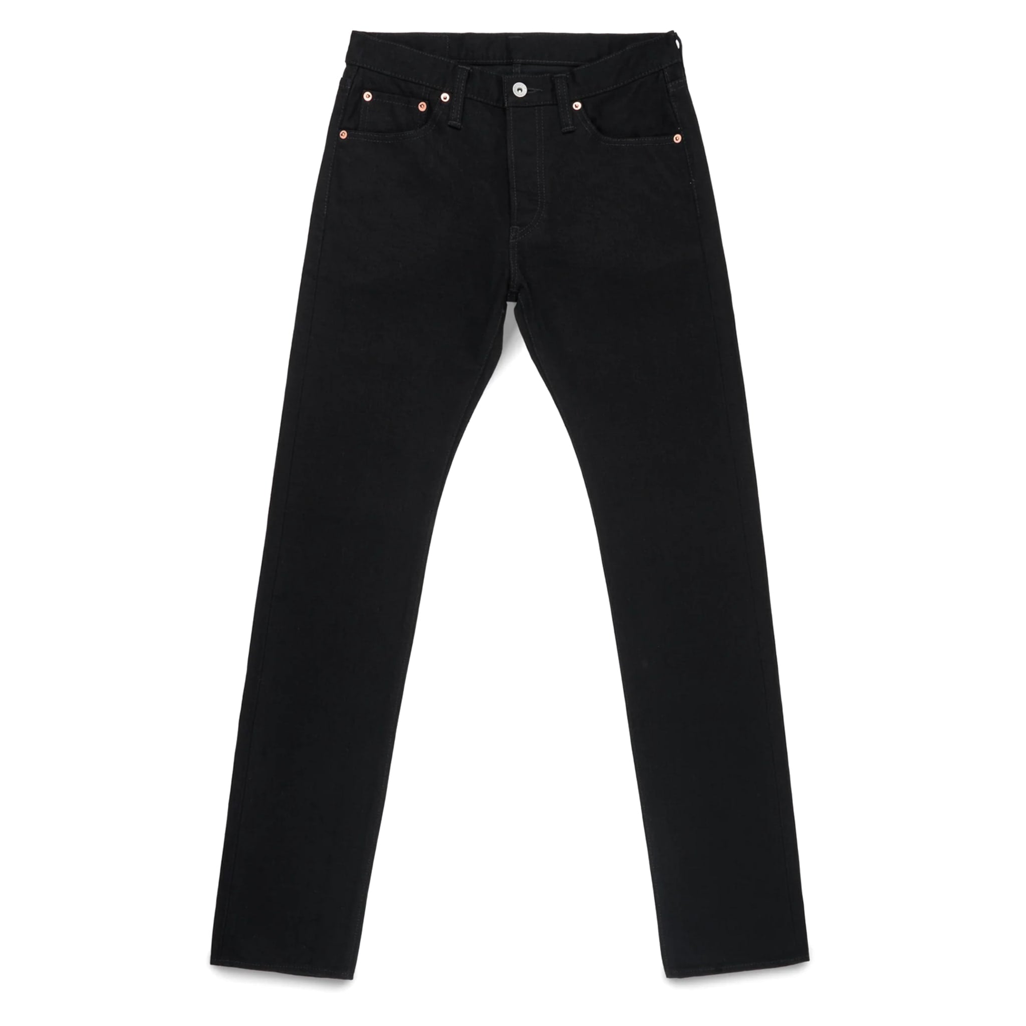 IH-777S-142bb 14oz Selvedge Denim Slim Tapered Cut Jeans - Black/Black