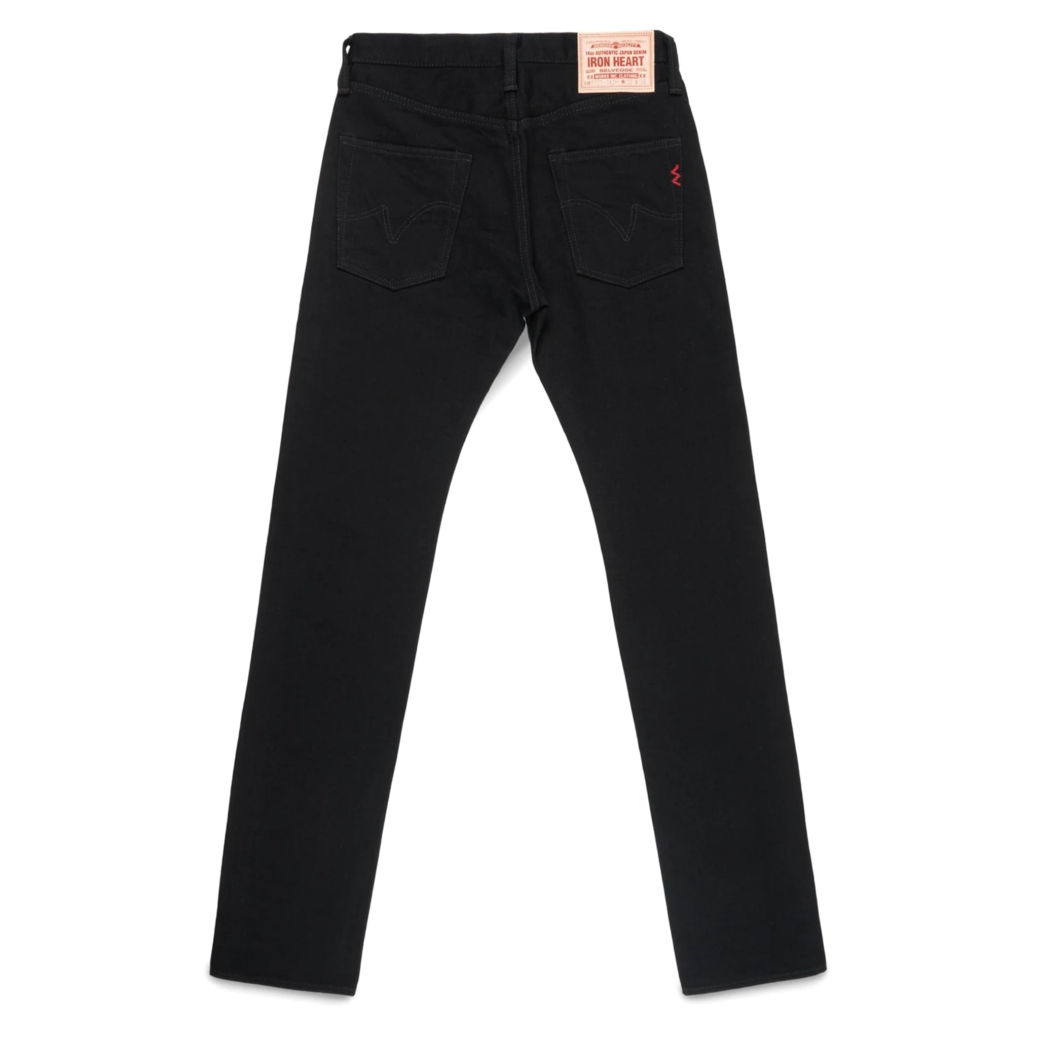 IH-777S-142bb 14oz Selvedge Denim Slim Tapered Cut Jeans - Black/Black