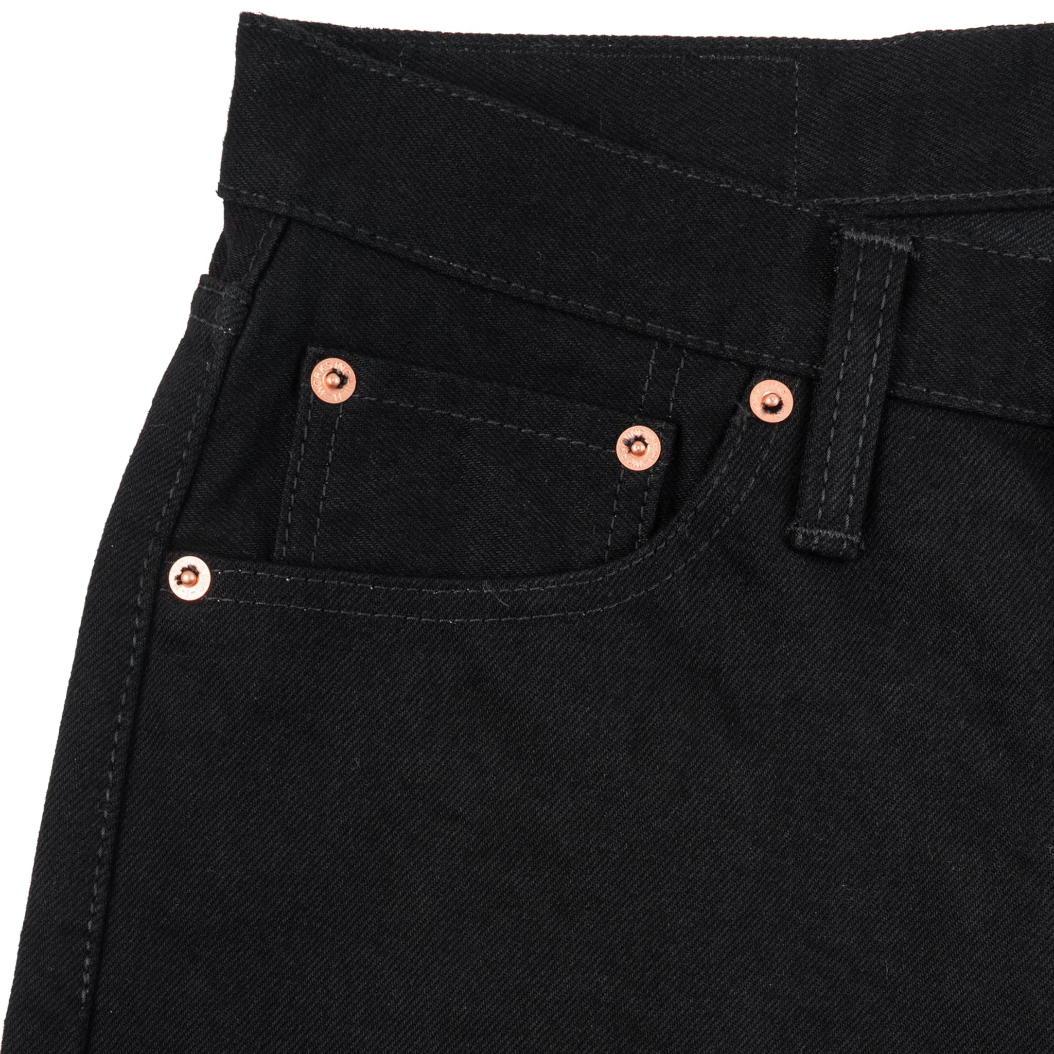 IH-777S-142bb 14oz Selvedge Denim Slim Tapered Cut Jeans - Black/Black