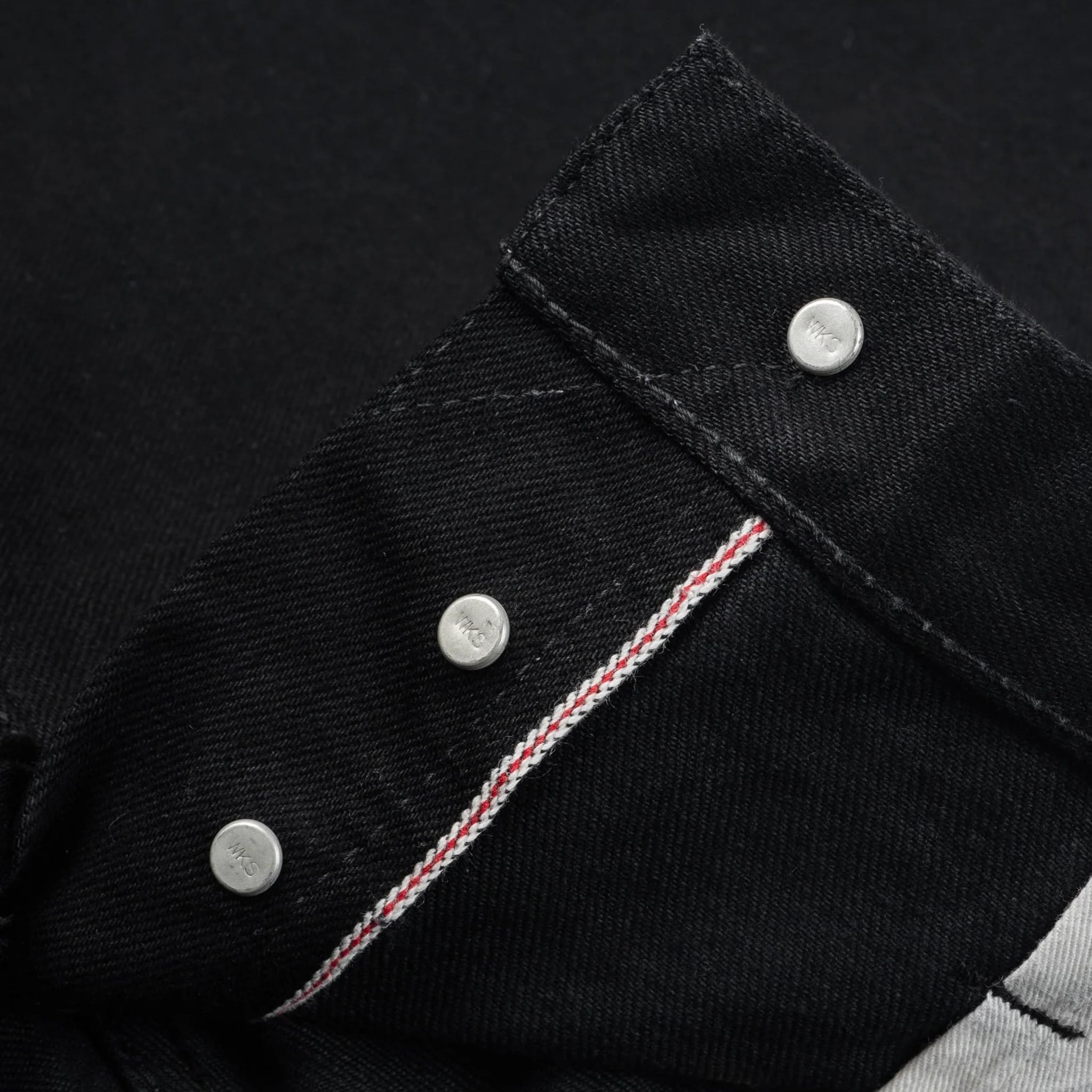 IH-777S-142bb 14oz Selvedge Denim Slim Tapered Cut Jeans - Black/Black