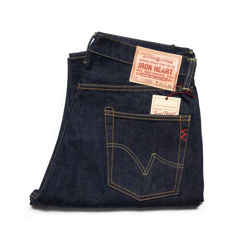 Iron Heart IH-888N 17oz Selvedge Denim Medium/High Rise Tapered Cut Jeans Natural Indigo