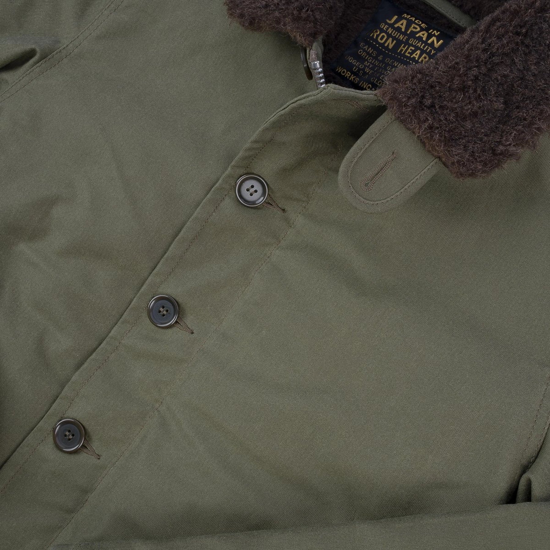 IHM-37-GRN Oiled Whipcord N1 Deck Jacket - Army Green