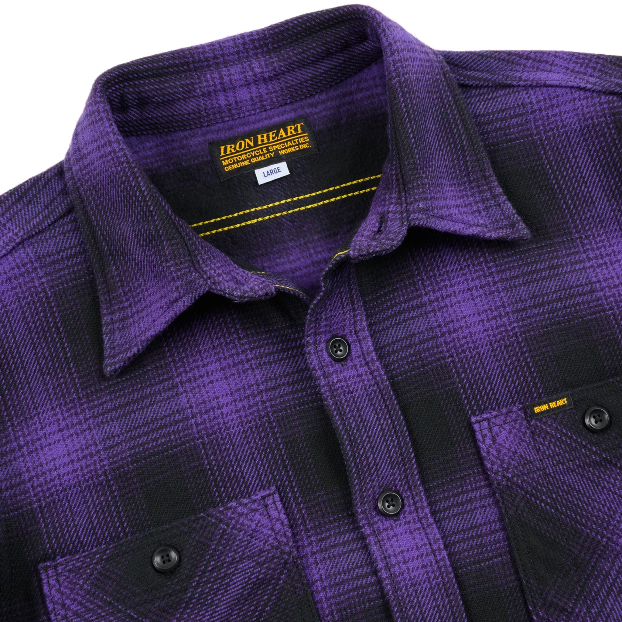 IHSH-265-PUR Ultra Heavy Flannel Ombré Check Work Shirt - Purple/Black