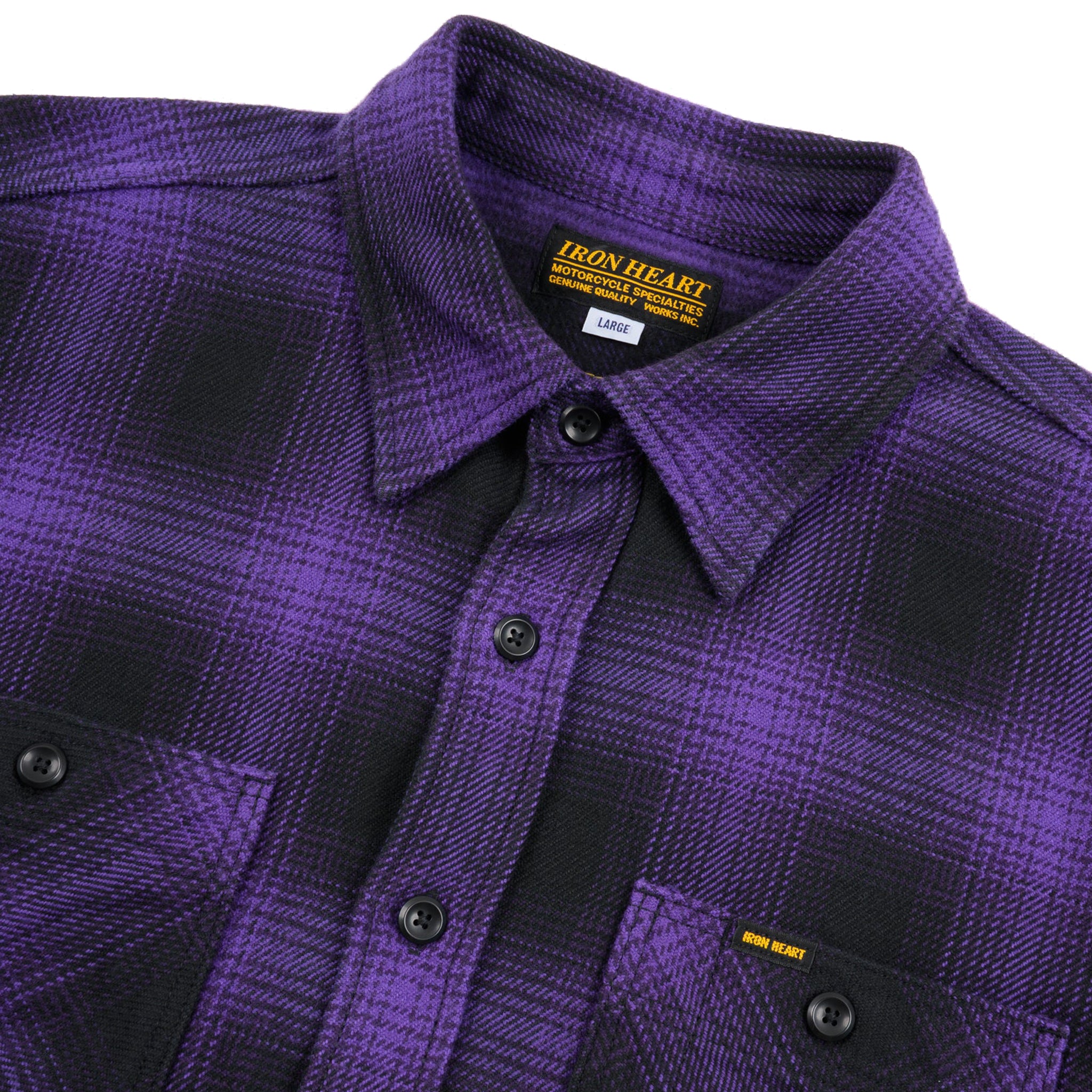 IHSH-265-PUR Ultra Heavy Flannel Ombré Check Work Shirt - Purple/Black