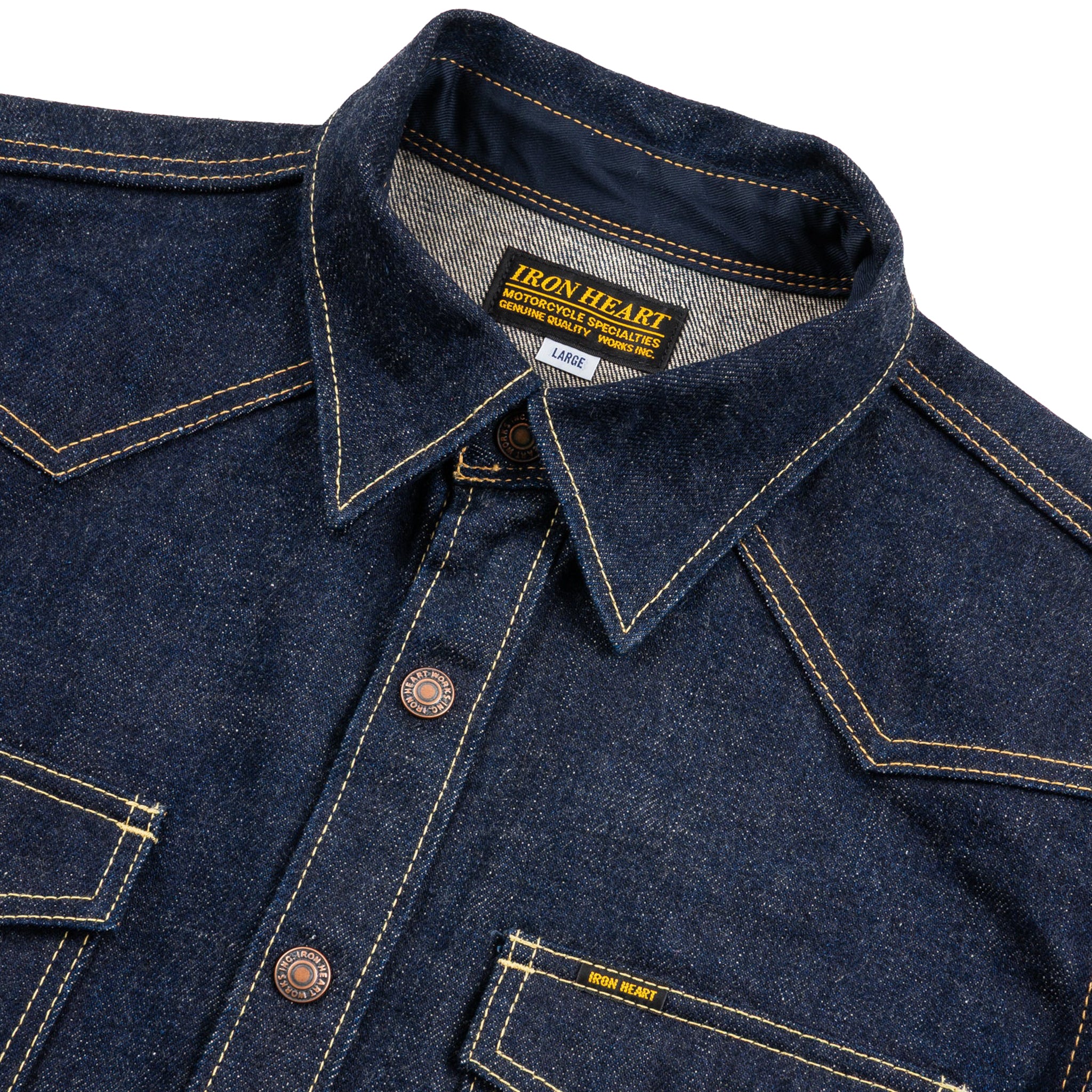 IHSH-292-IND 18oz Vintage Selvedge Denim CPO Shirt - Indigo