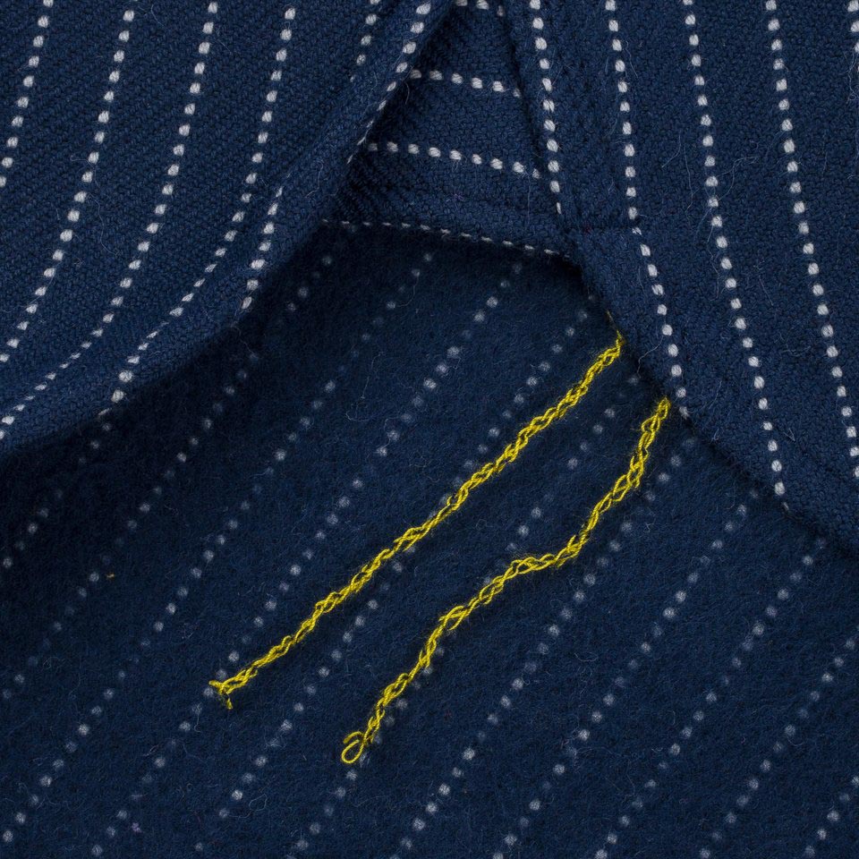 IHSH-402-NAV 12oz Ultra Heavy Flannel Chalk Stripe Work Shirt - Navy