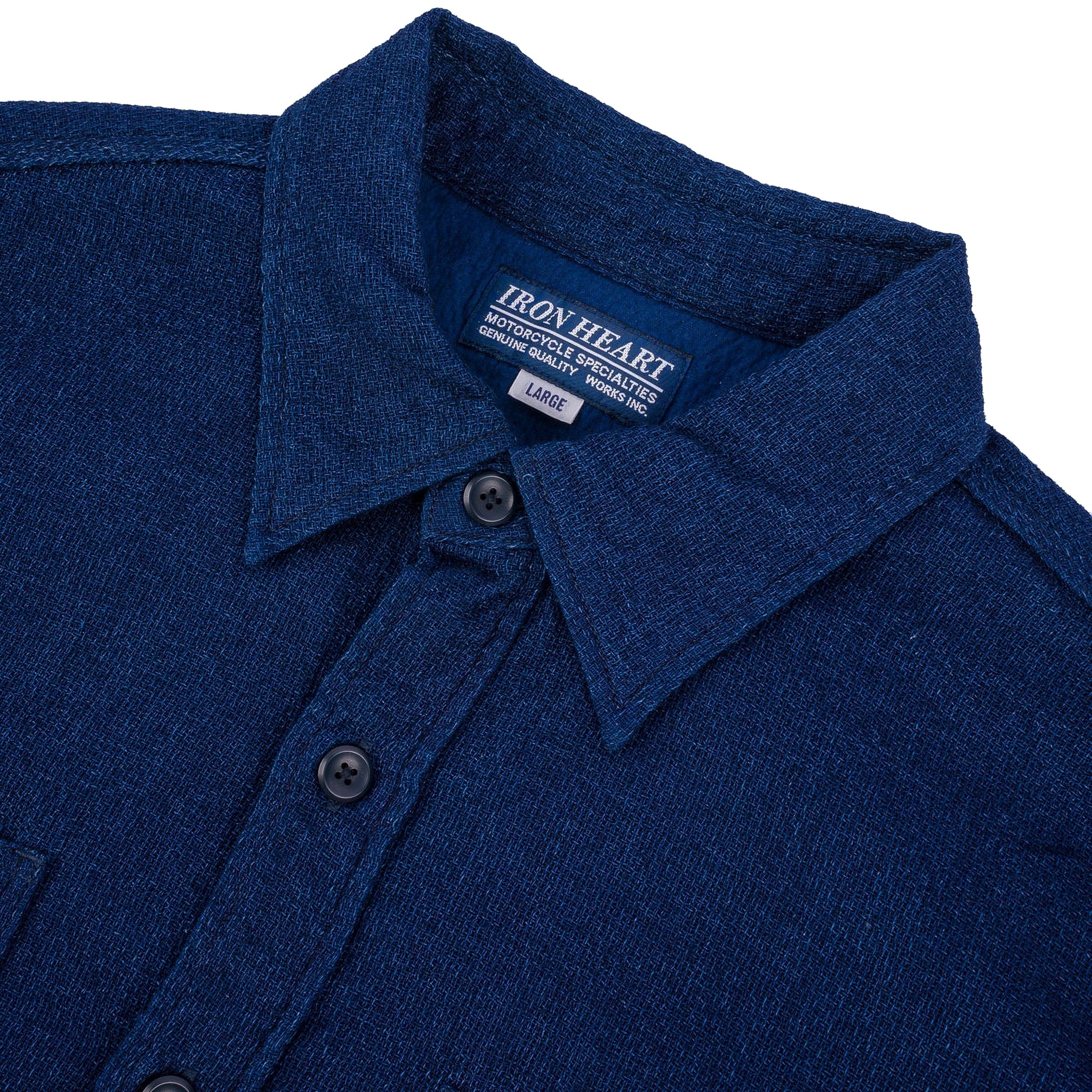 IHSH-417-IND 5oz Double Gauze Short Sleeved Work Shirt - Indigo
