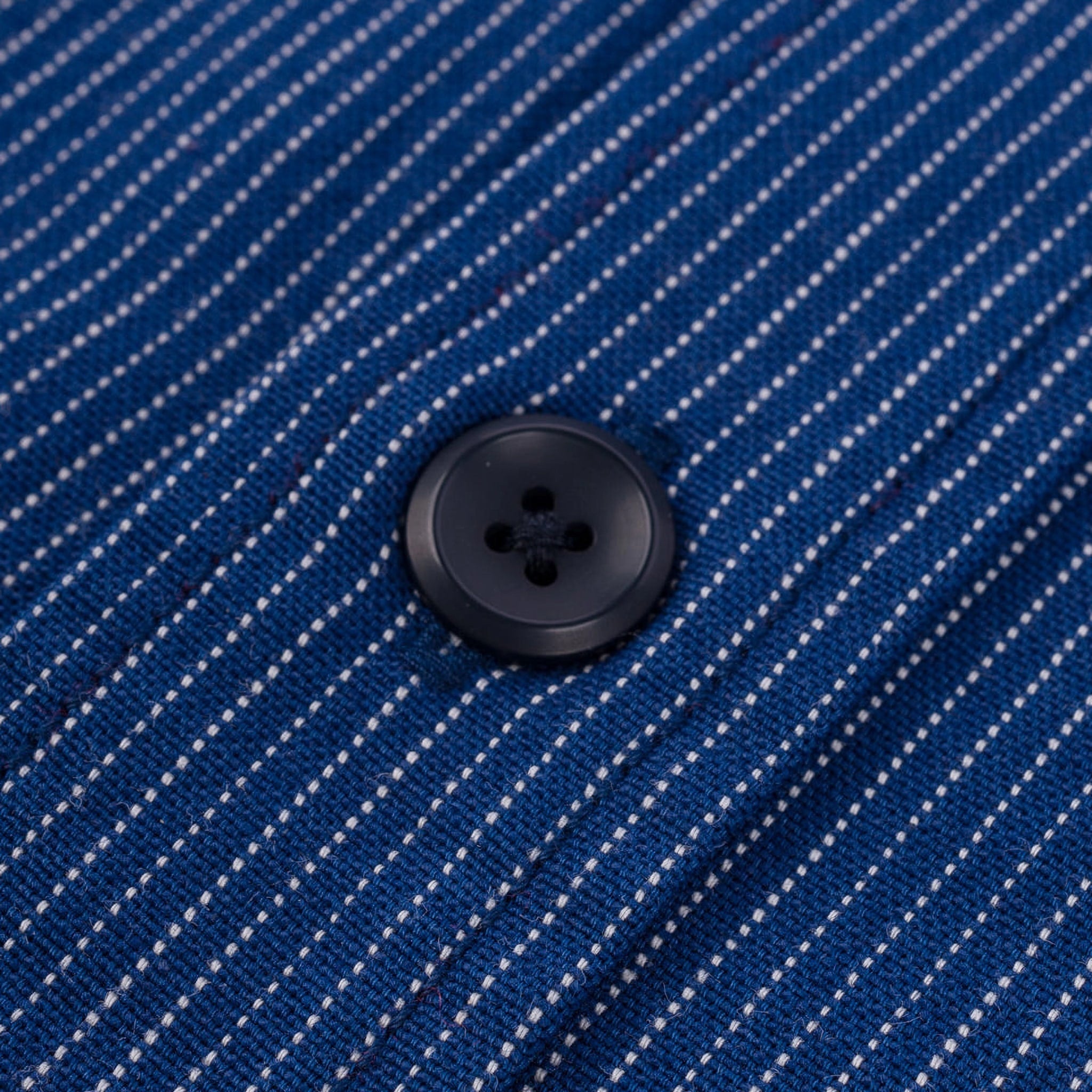 IHSH-420-PIN 5oz Selvedge Ox Cloth Short Sleeved Work Shirt - Pinstripe