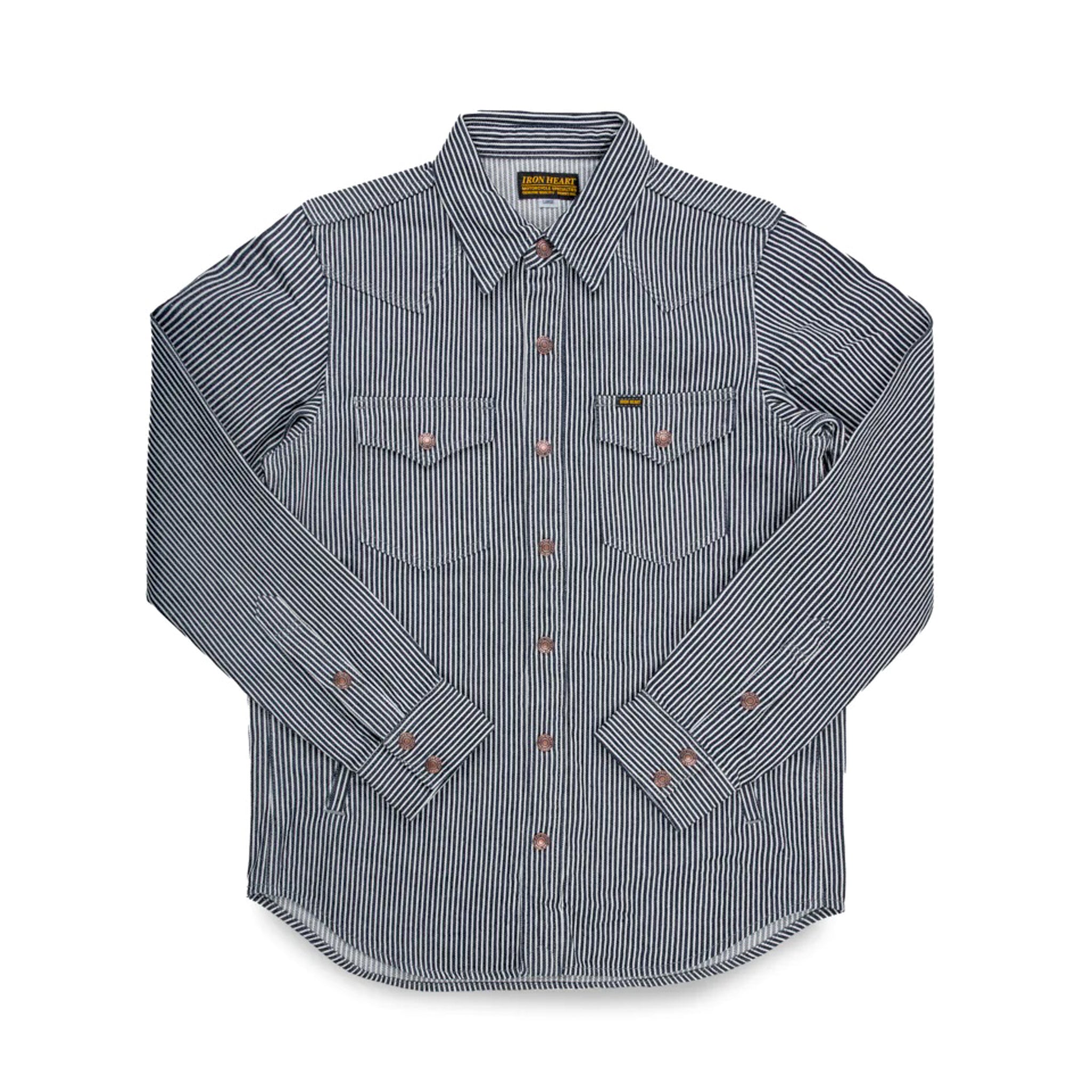 IHSH-421-IND 12oz Hickory Stripe CPO Shirt - Indigo