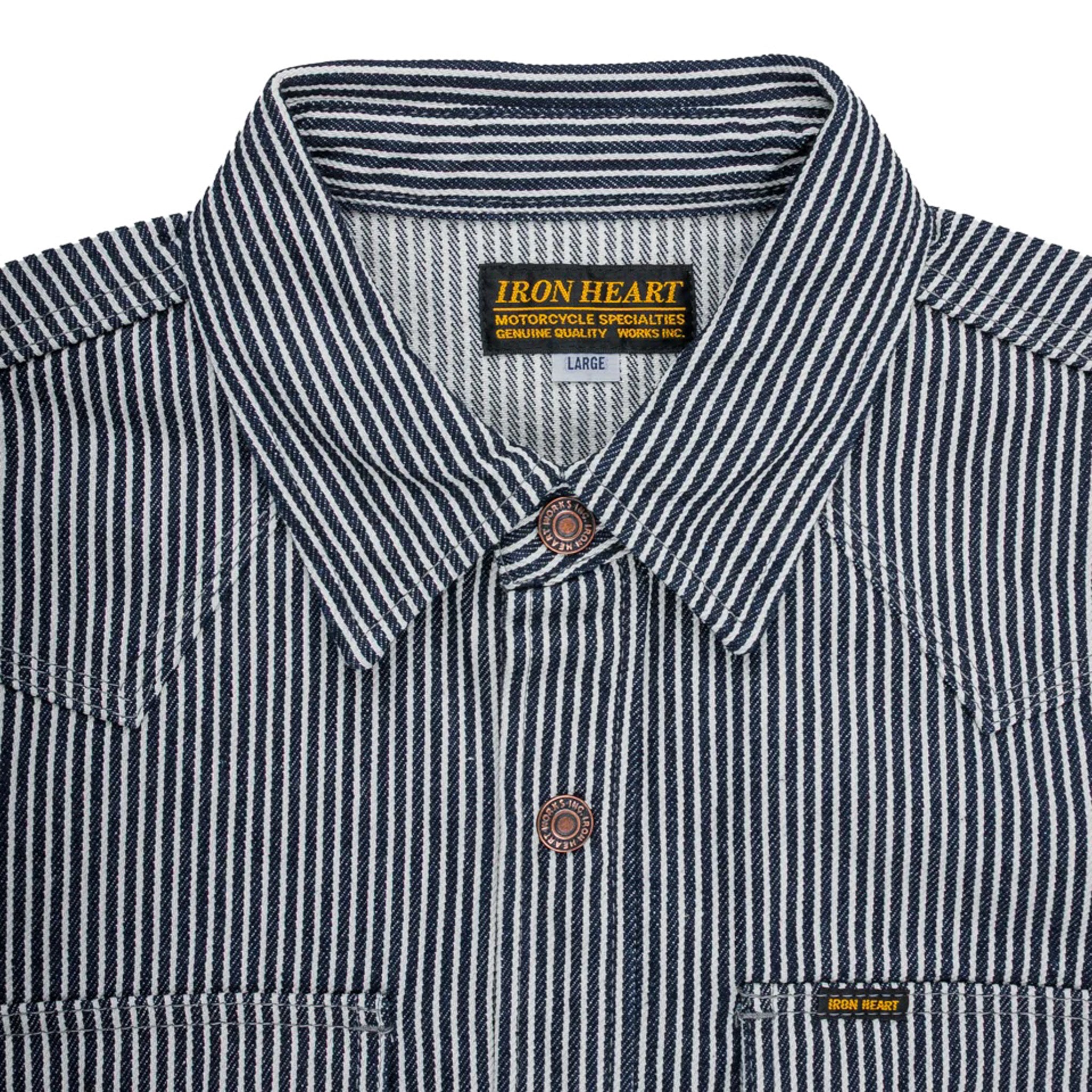 IHSH-421-IND 12oz Hickory Stripe CPO Shirt - Indigo