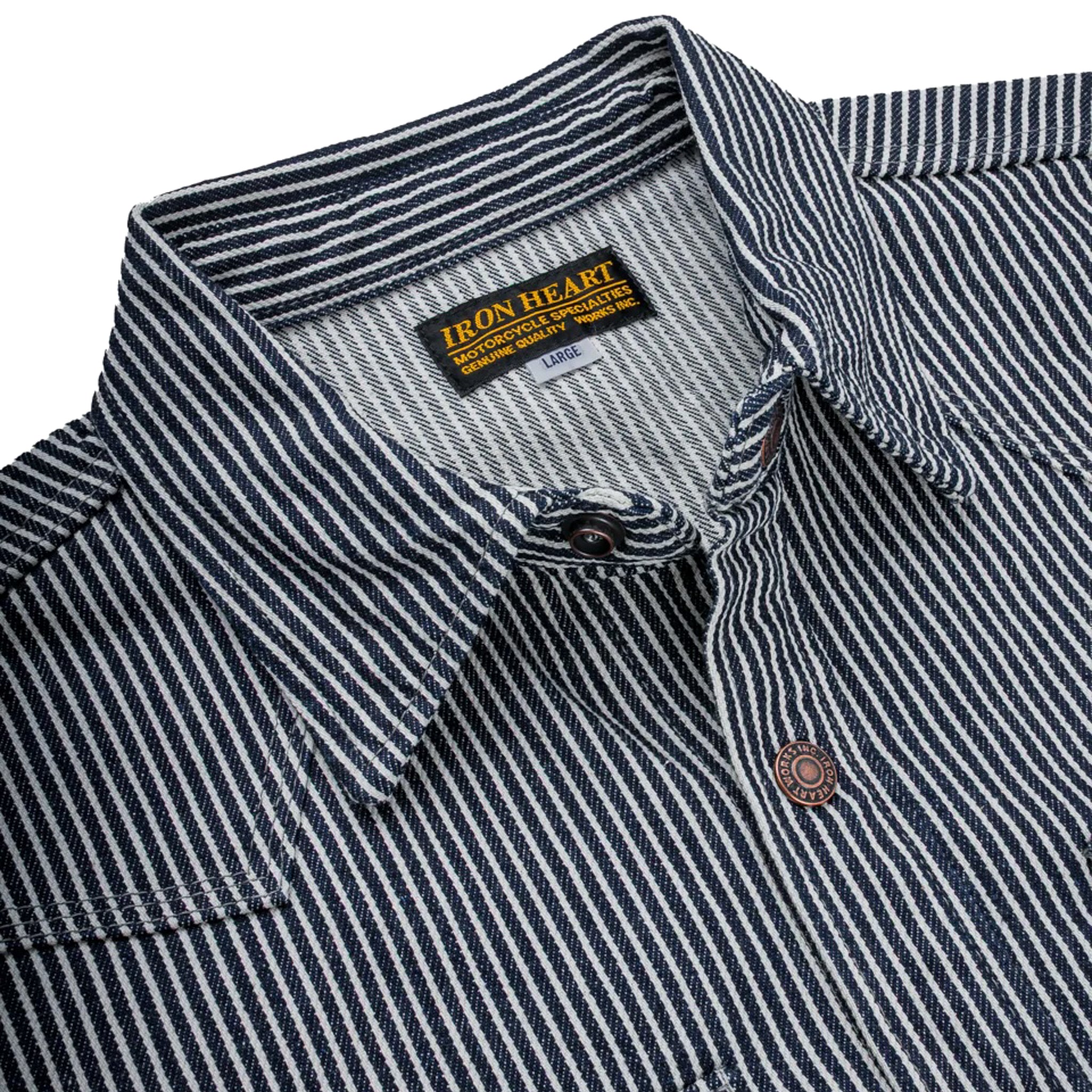 IHSH-421-IND 12oz Hickory Stripe CPO Shirt - Indigo