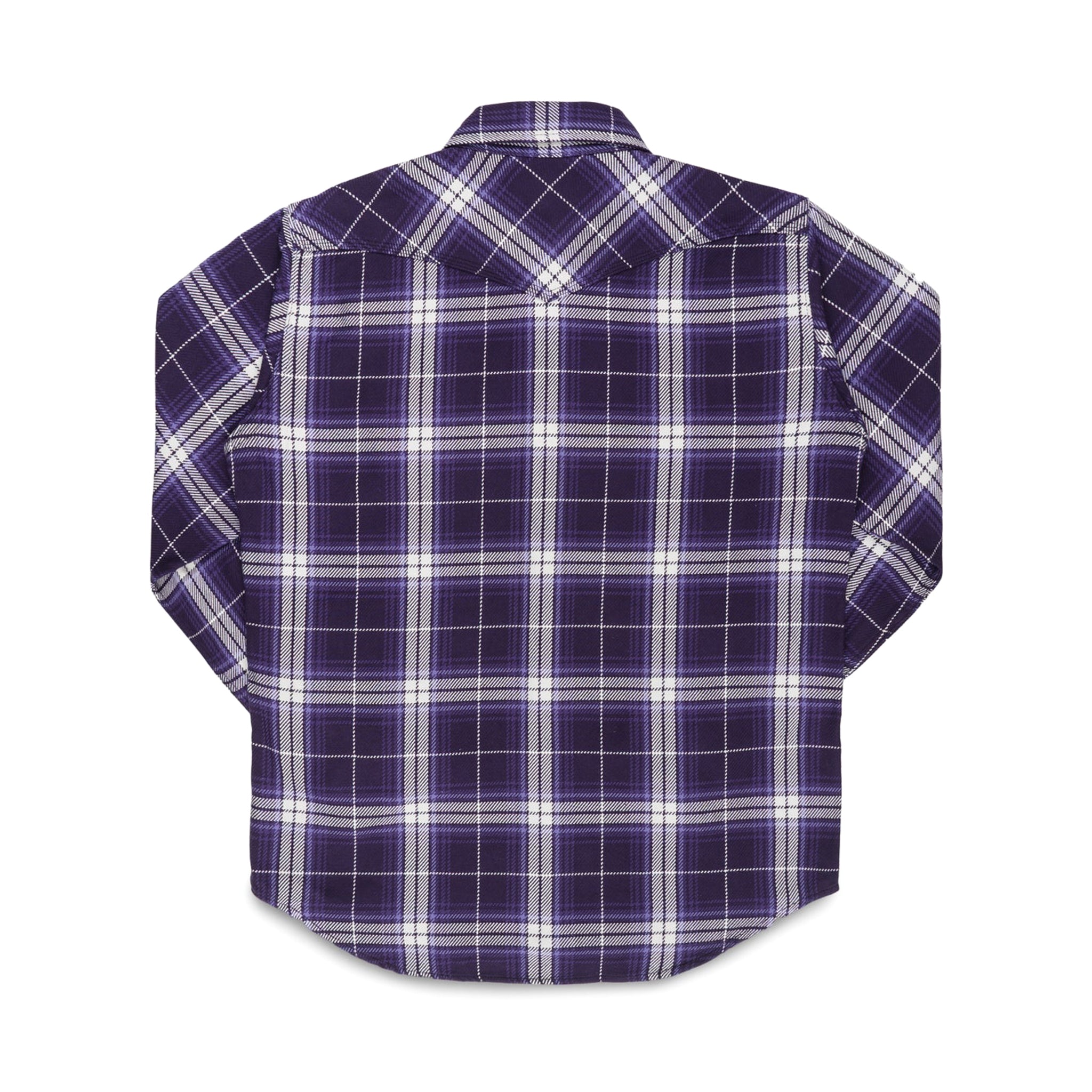 Iron Heart IHSH-439-PUR 9oz Selvedge Flannel Check Western Shirt