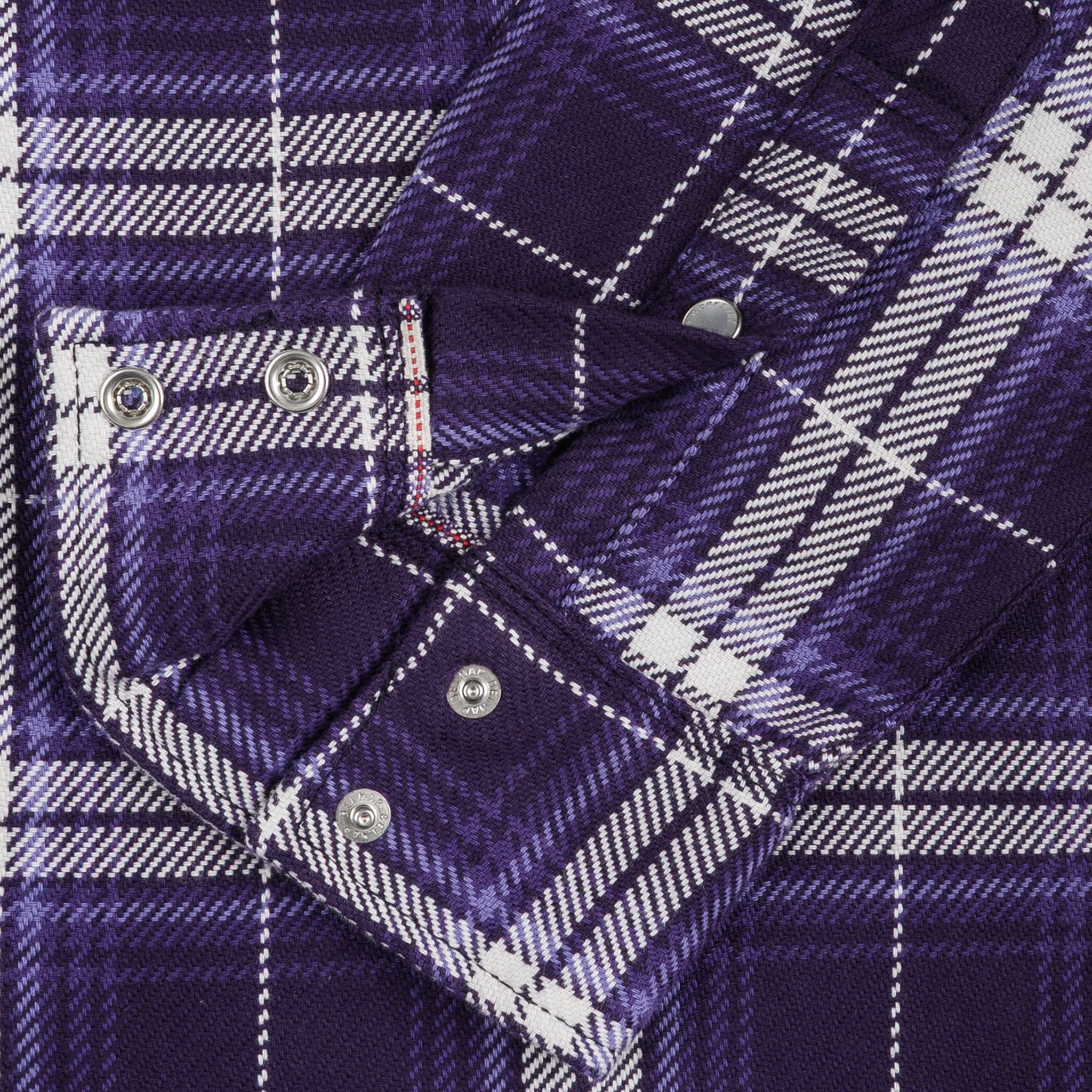 Iron Heart IHSH-439-PUR 9oz Selvedge Flannel Check Western Shirt