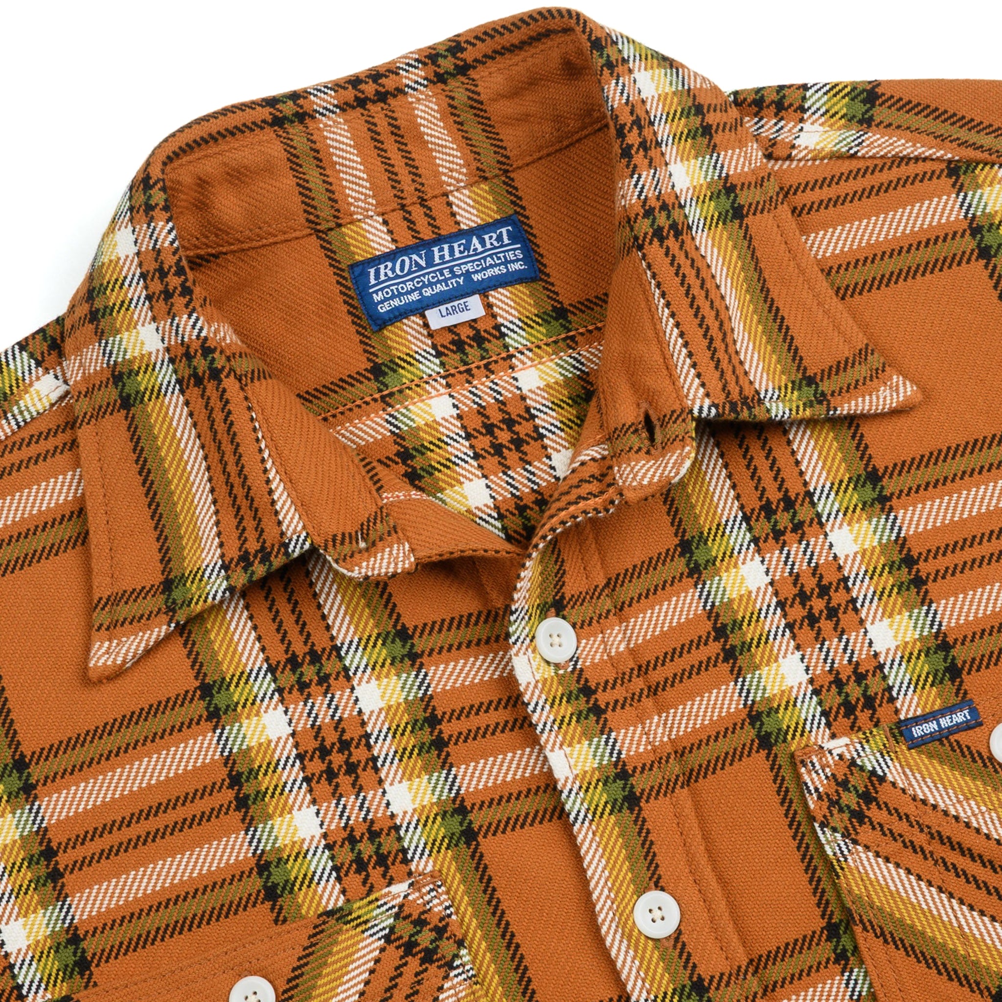 ESSAY BIG SHIRT orange check エッセイ Iron Heart IHSH-442-ORA 9oz Selvedge Flannel Check Work Shirt