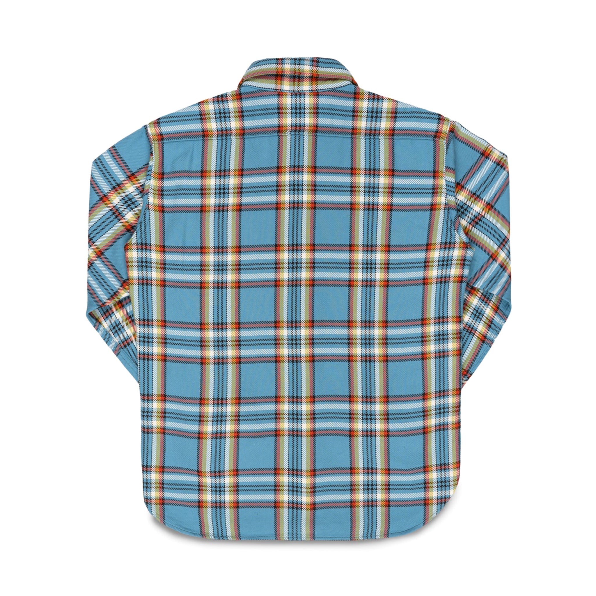 Iron Heart IHSH-442-SAX 9oz Selvedge Flannel Check Work Shirt Sax