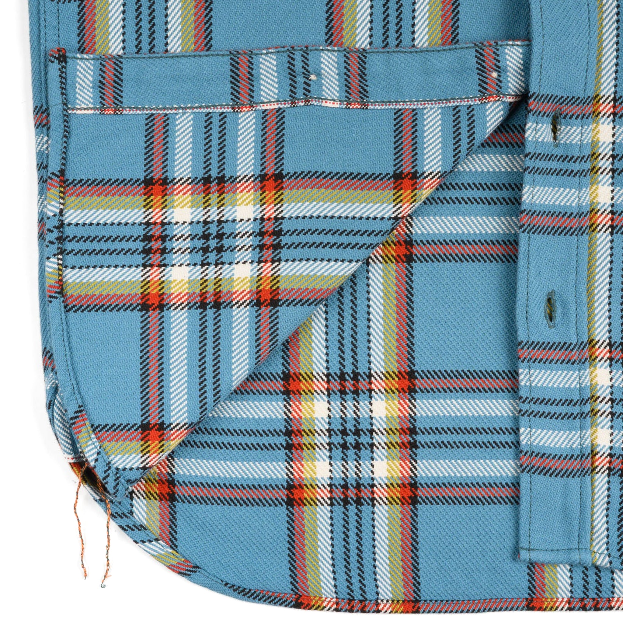 Iron Heart IHSH-442-SAX 9oz Selvedge Flannel Check Work Shirt Sax